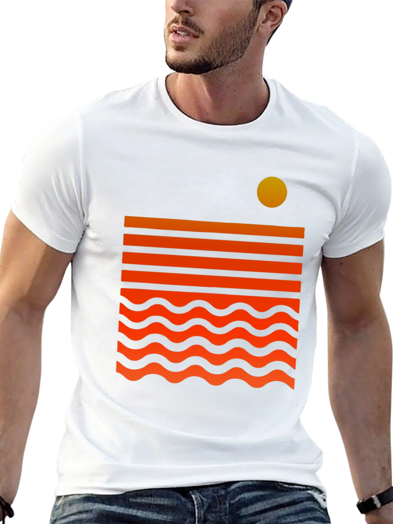 Camiseta Gráfica Sunset Wave para Hombre