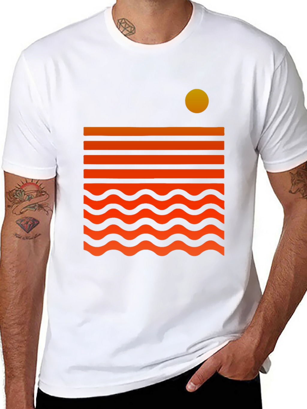 Camiseta Gráfica Sunset Wave para Hombre