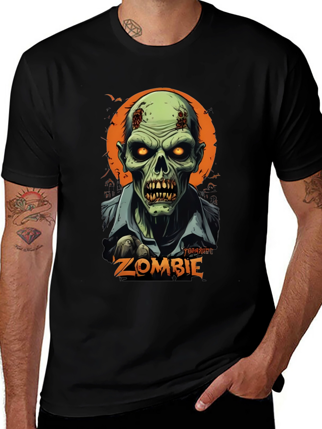 Camiseta Hombre Diseño Zombie Halloween