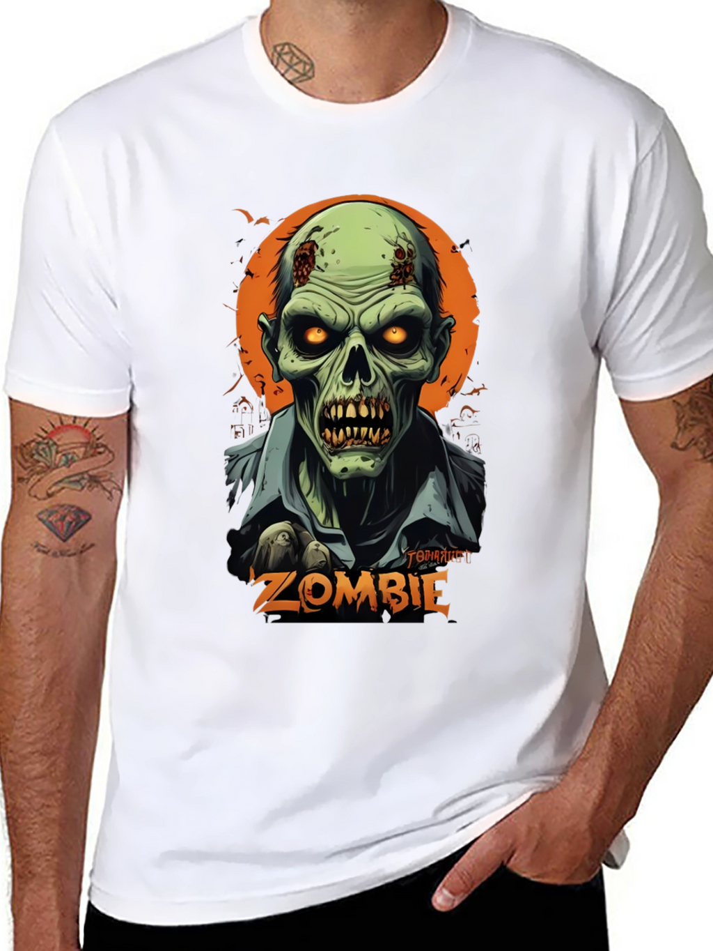 Camiseta Hombre Diseño Zombie Halloween