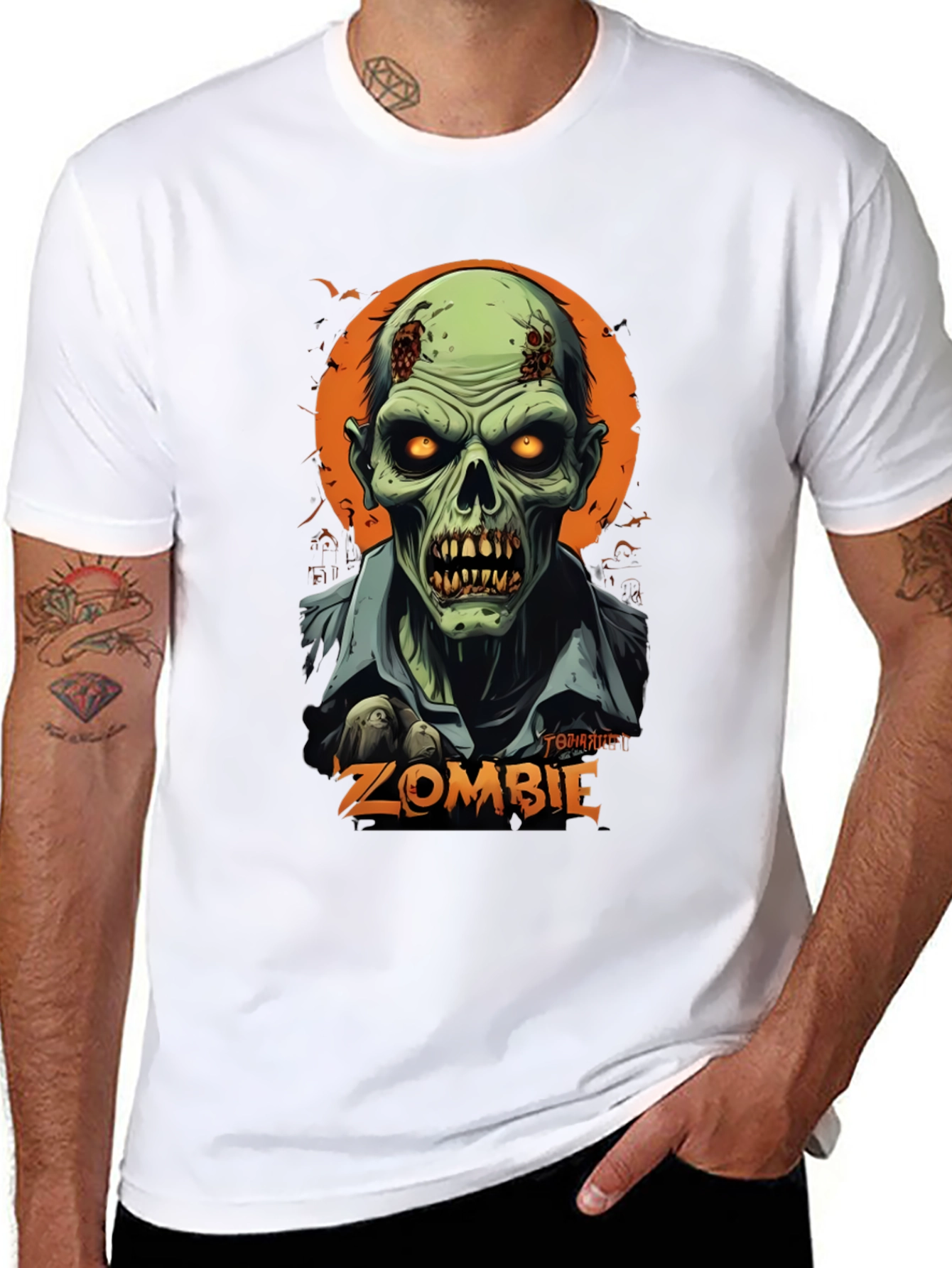 Camiseta Hombre Diseño Zombie Halloween