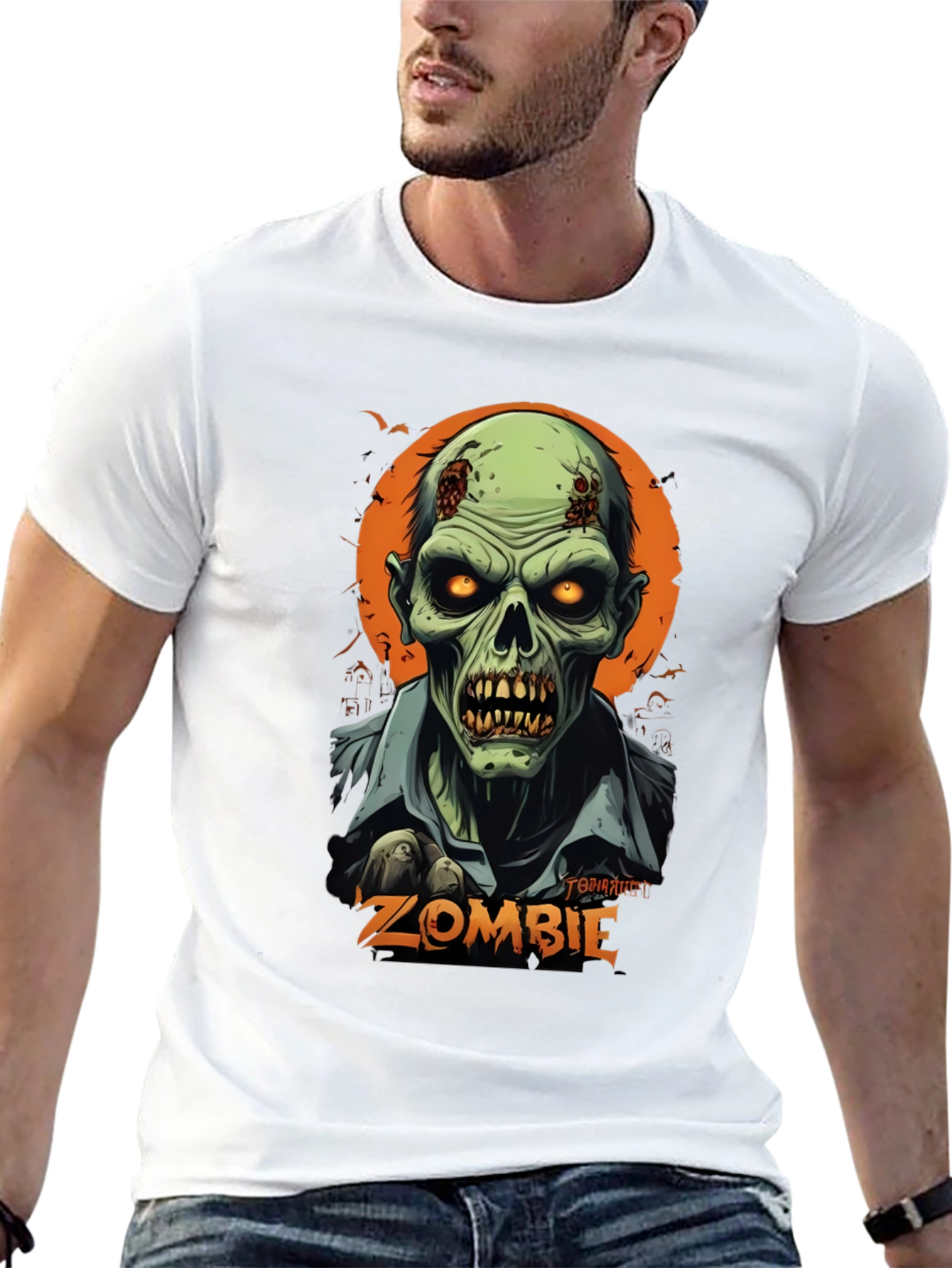 Camiseta Hombre Diseño Zombie Halloween