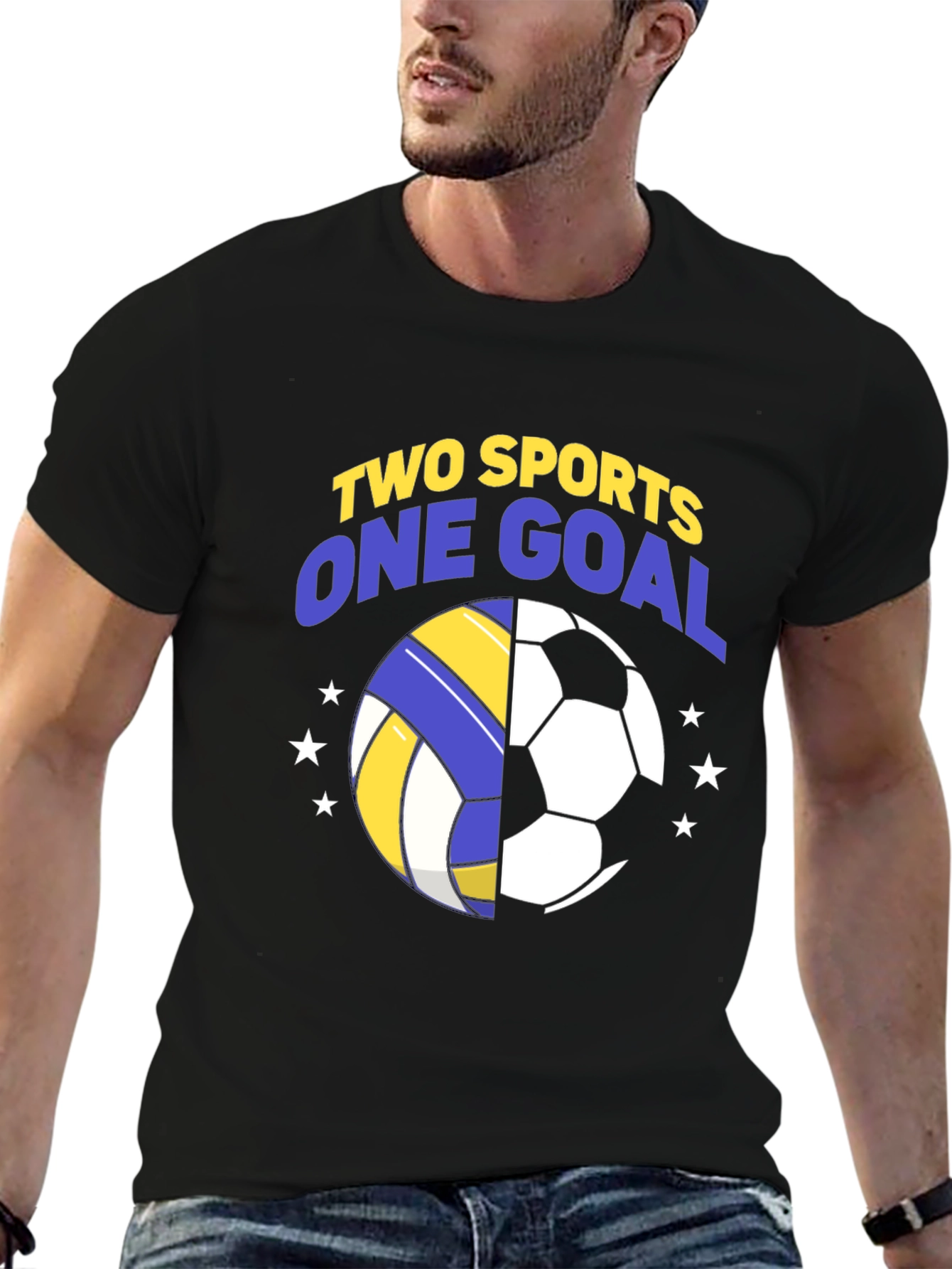 Camiseta Hombre Negra Fútbol y Voleibol