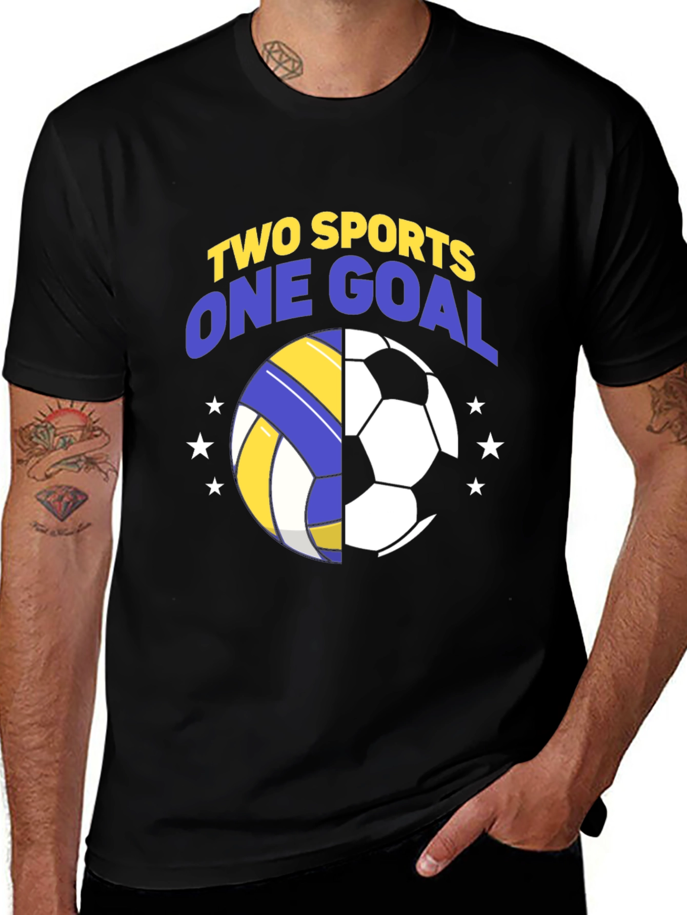 Camiseta Hombre Negra Fútbol y Voleibol