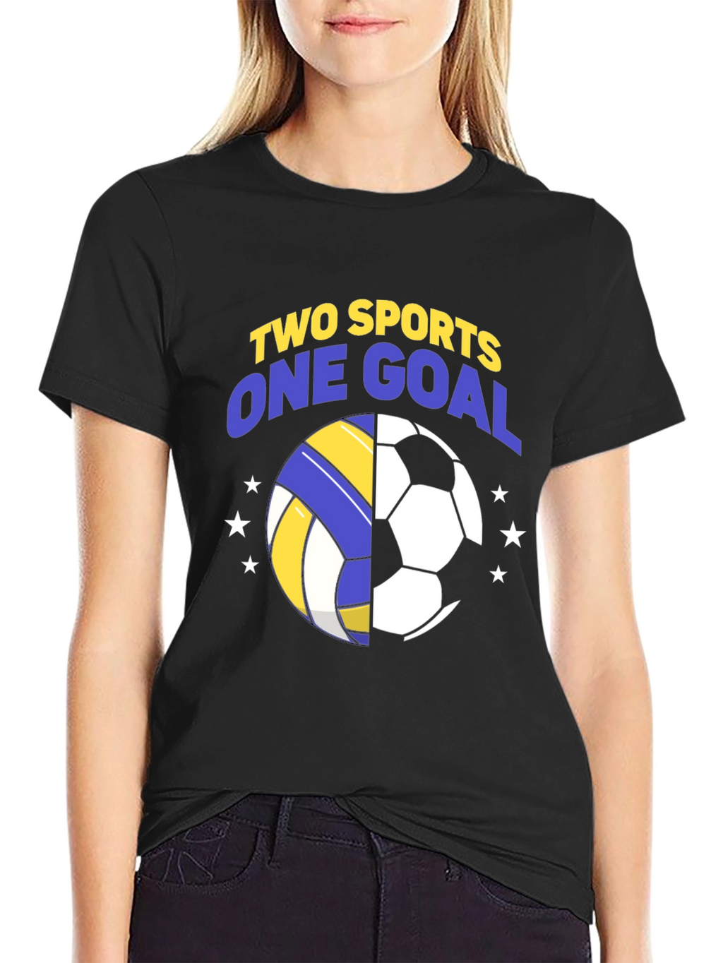 Camiseta Hombre Negra Fútbol y Voleibol