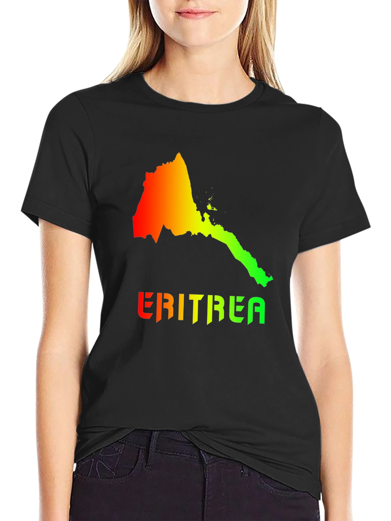 Camiseta Eritrea Mapa Colores Bandera