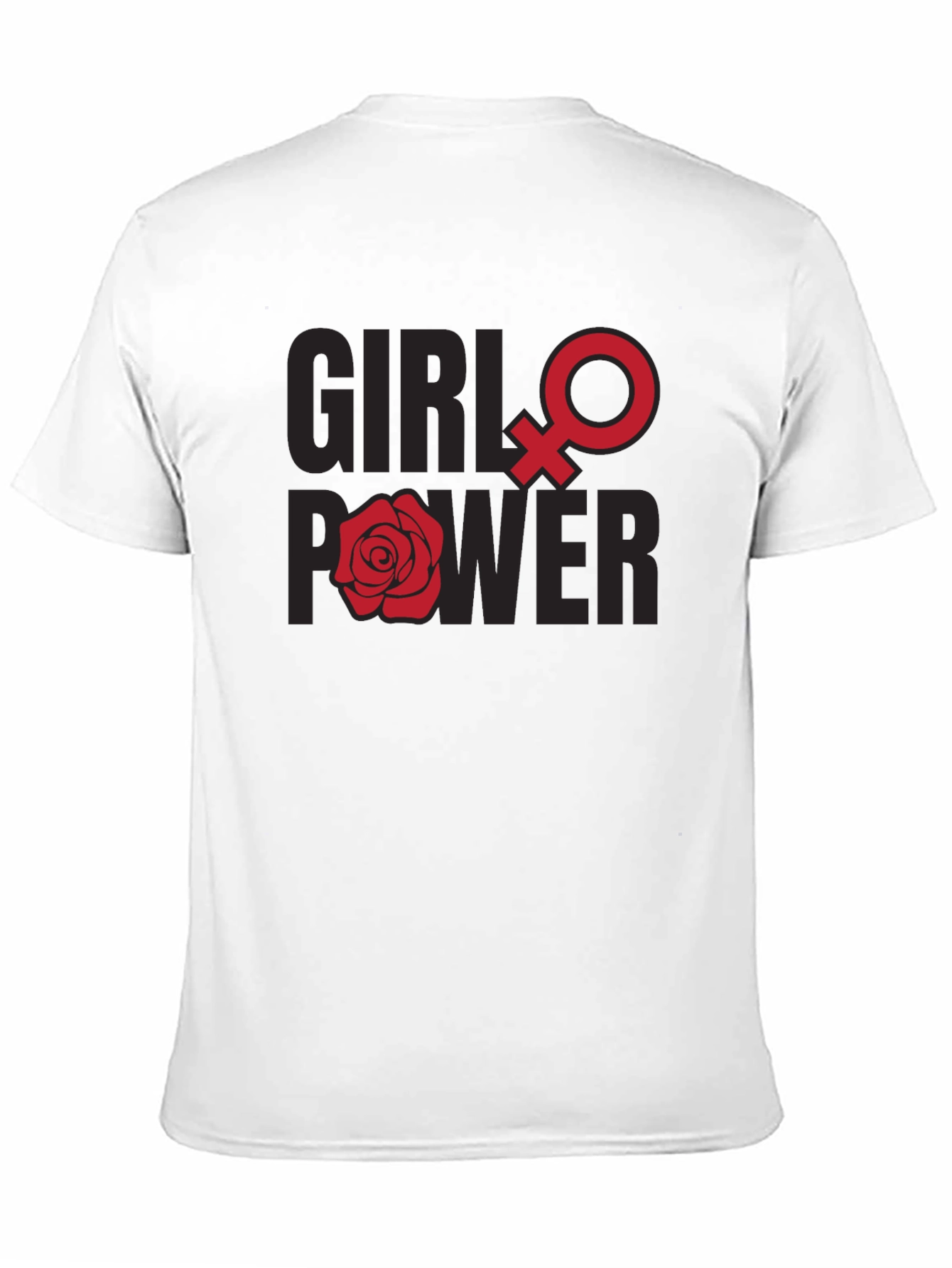 Camiseta Girl Power con Símbolo Femenino y Rosa Roja