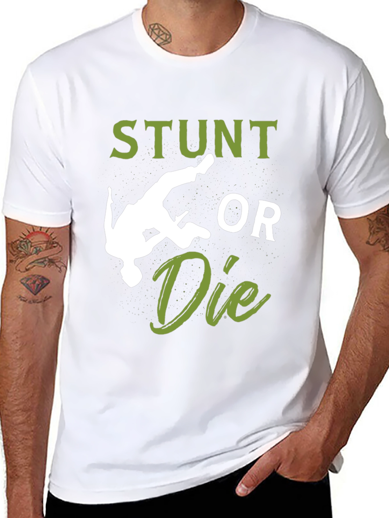 Camiseta Hombre Negra: Stunt or Die