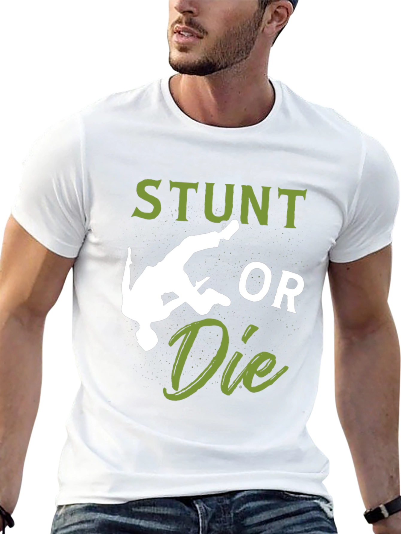 Camiseta Hombre Negra: Stunt or Die