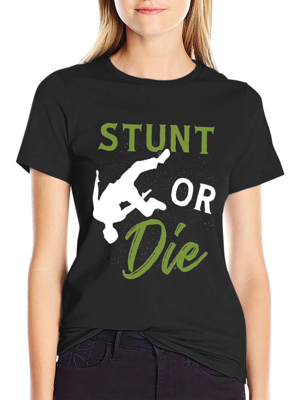 Camiseta Hombre Negra: Stunt or Die