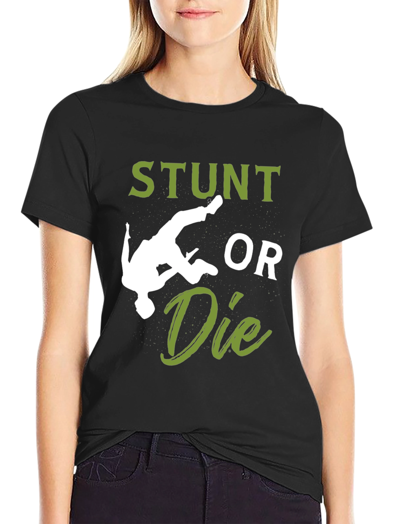 Camiseta Hombre Negra: Stunt or Die