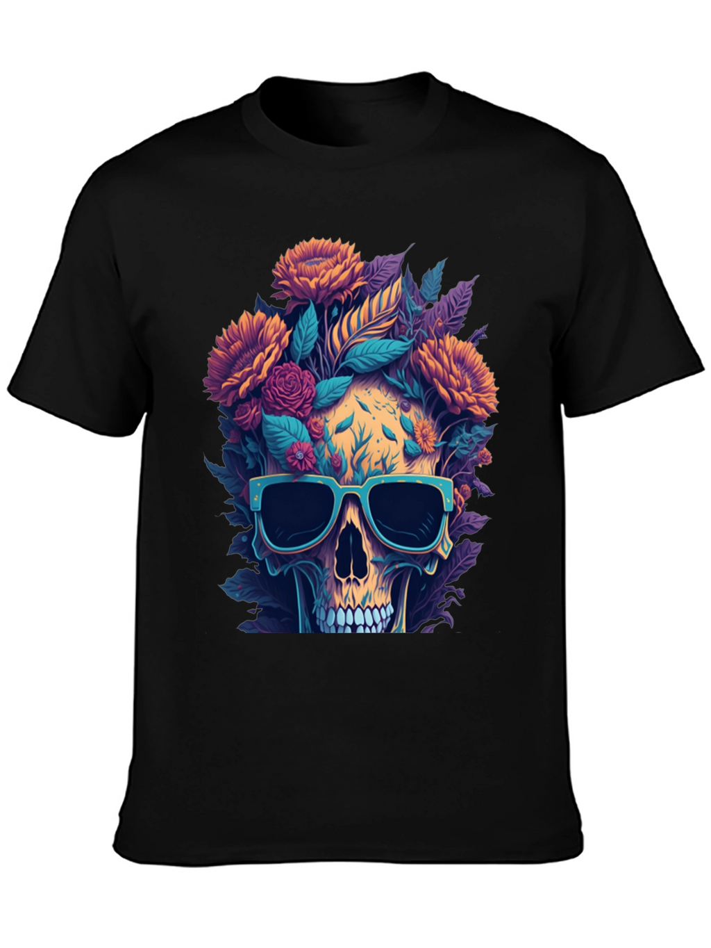 Camiseta Cráneo Floral con Gafas