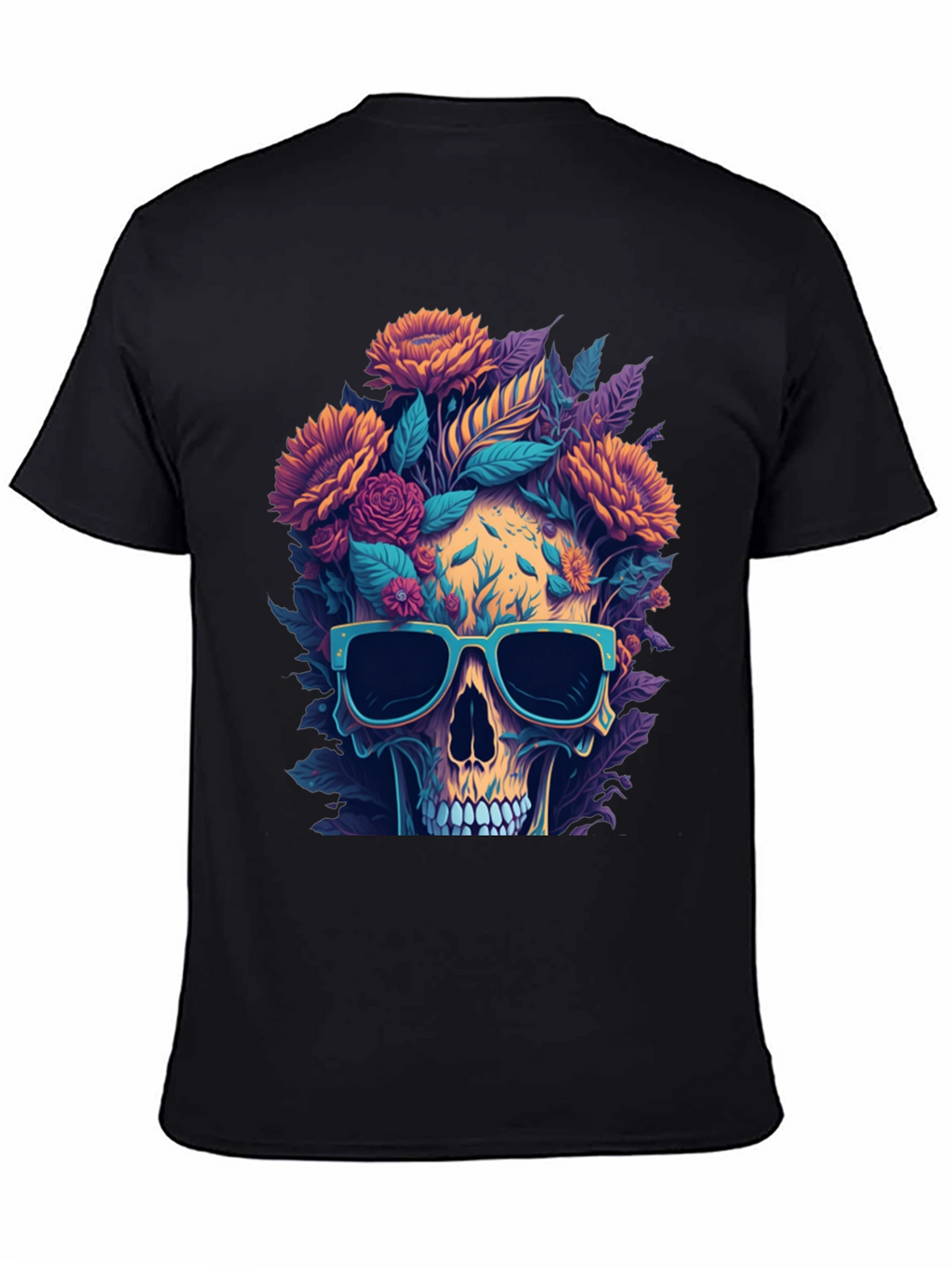 Camiseta Cráneo Floral con Gafas