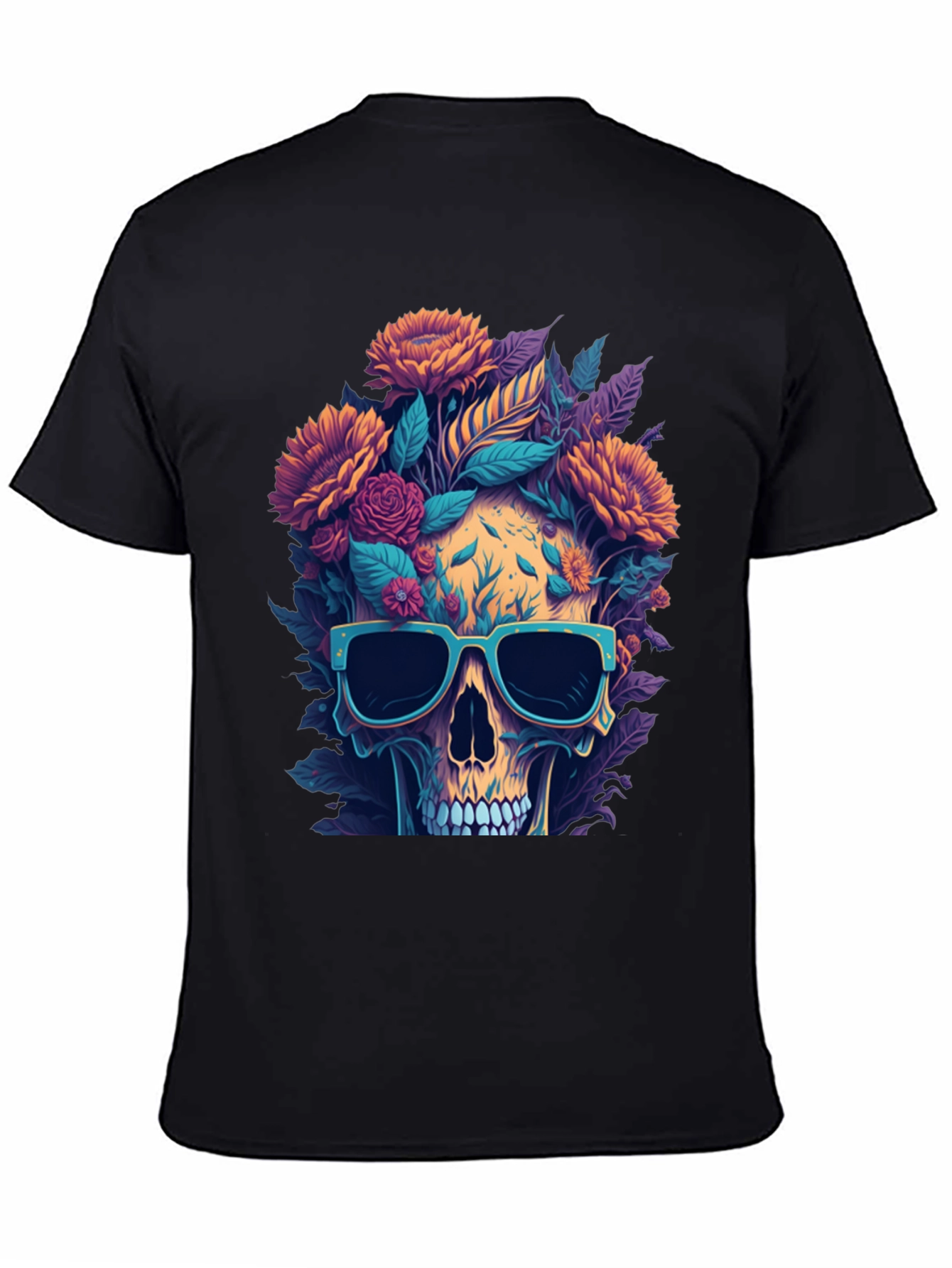 Camiseta Cráneo Floral con Gafas