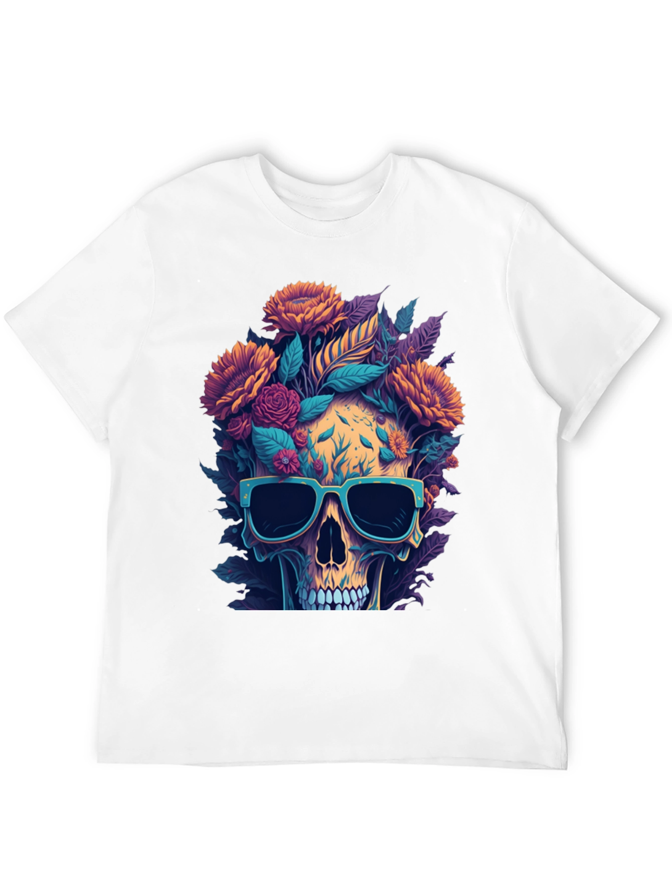 Camiseta Cráneo Floral con Gafas