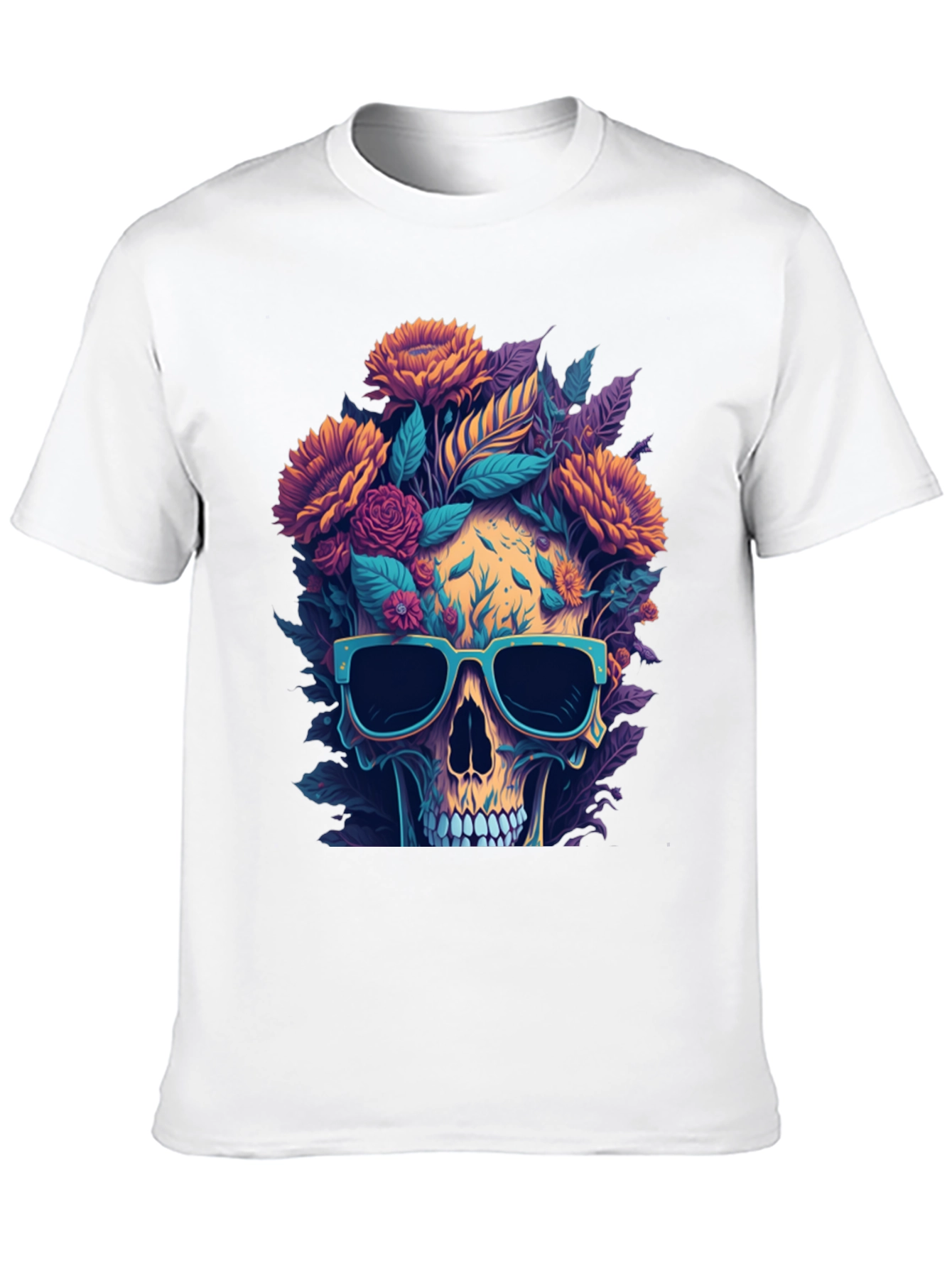 Camiseta Cráneo Floral con Gafas