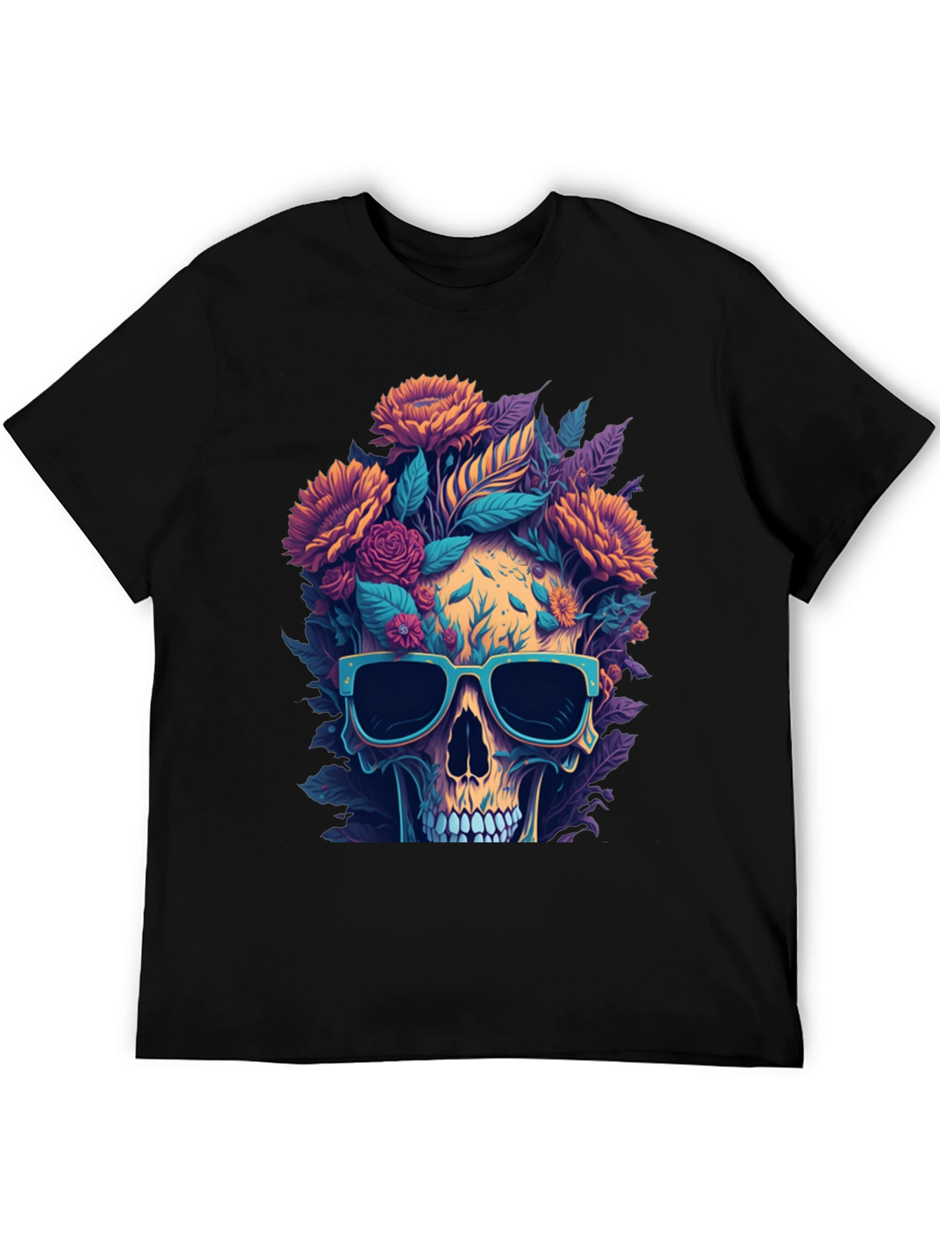 Camiseta Cráneo Floral con Gafas