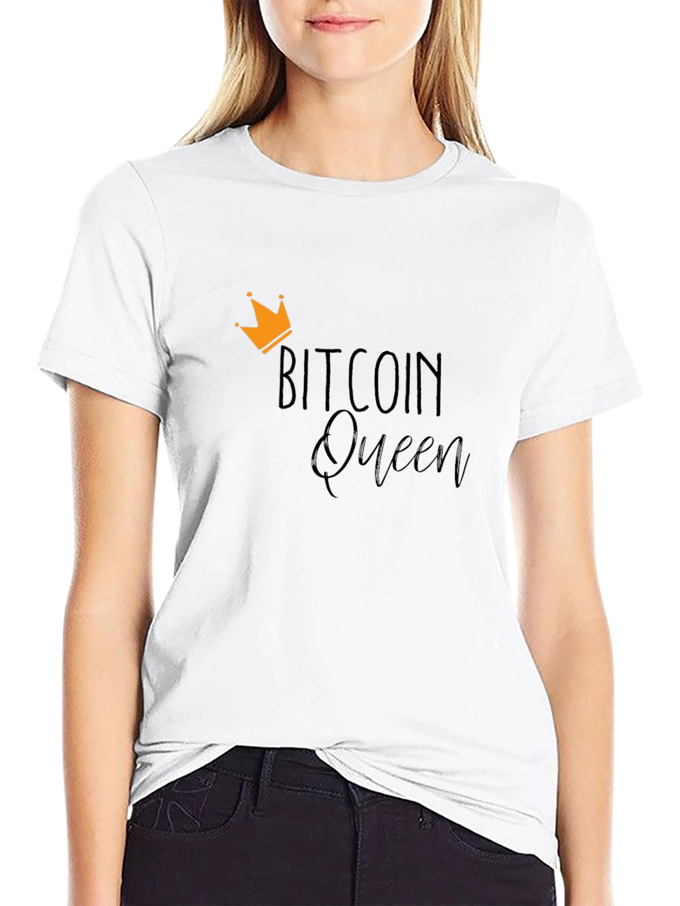 Bitcoin Queen Camiseta Negra para Hombre