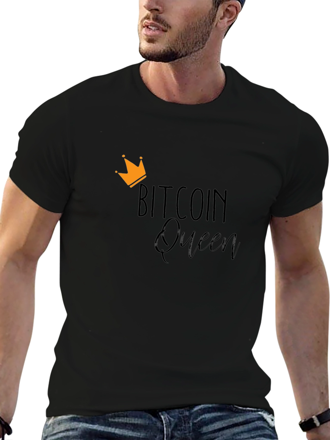 Bitcoin Queen Camiseta Negra para Hombre