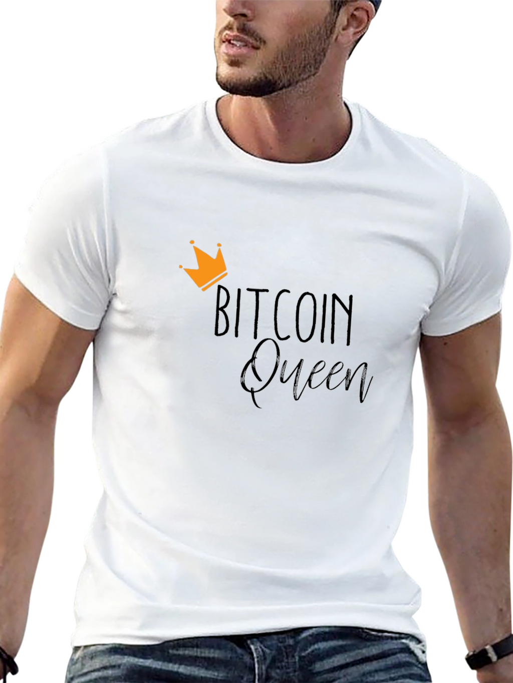 Bitcoin Queen Camiseta Negra para Hombre