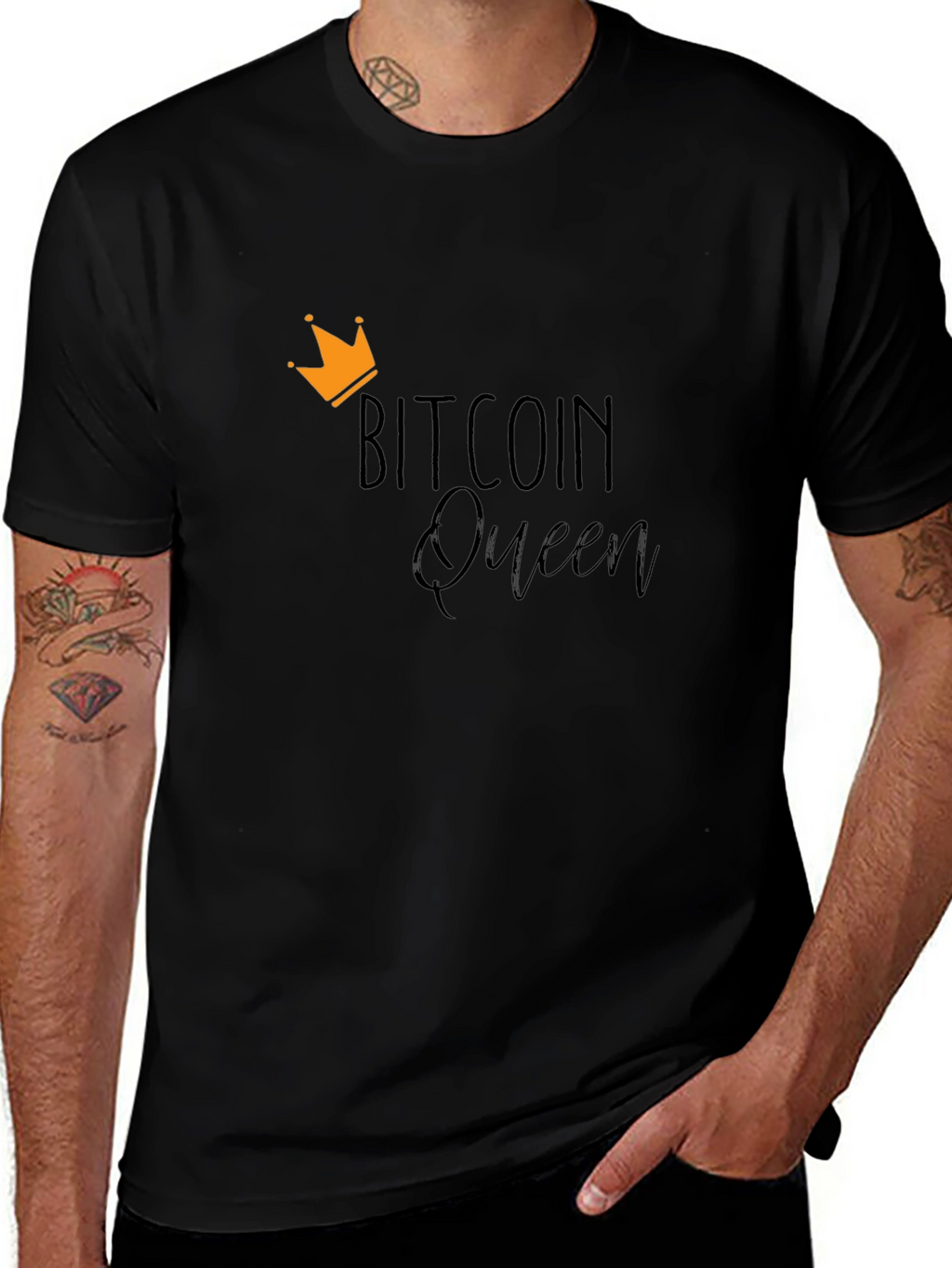 Bitcoin Queen Camiseta Negra para Hombre
