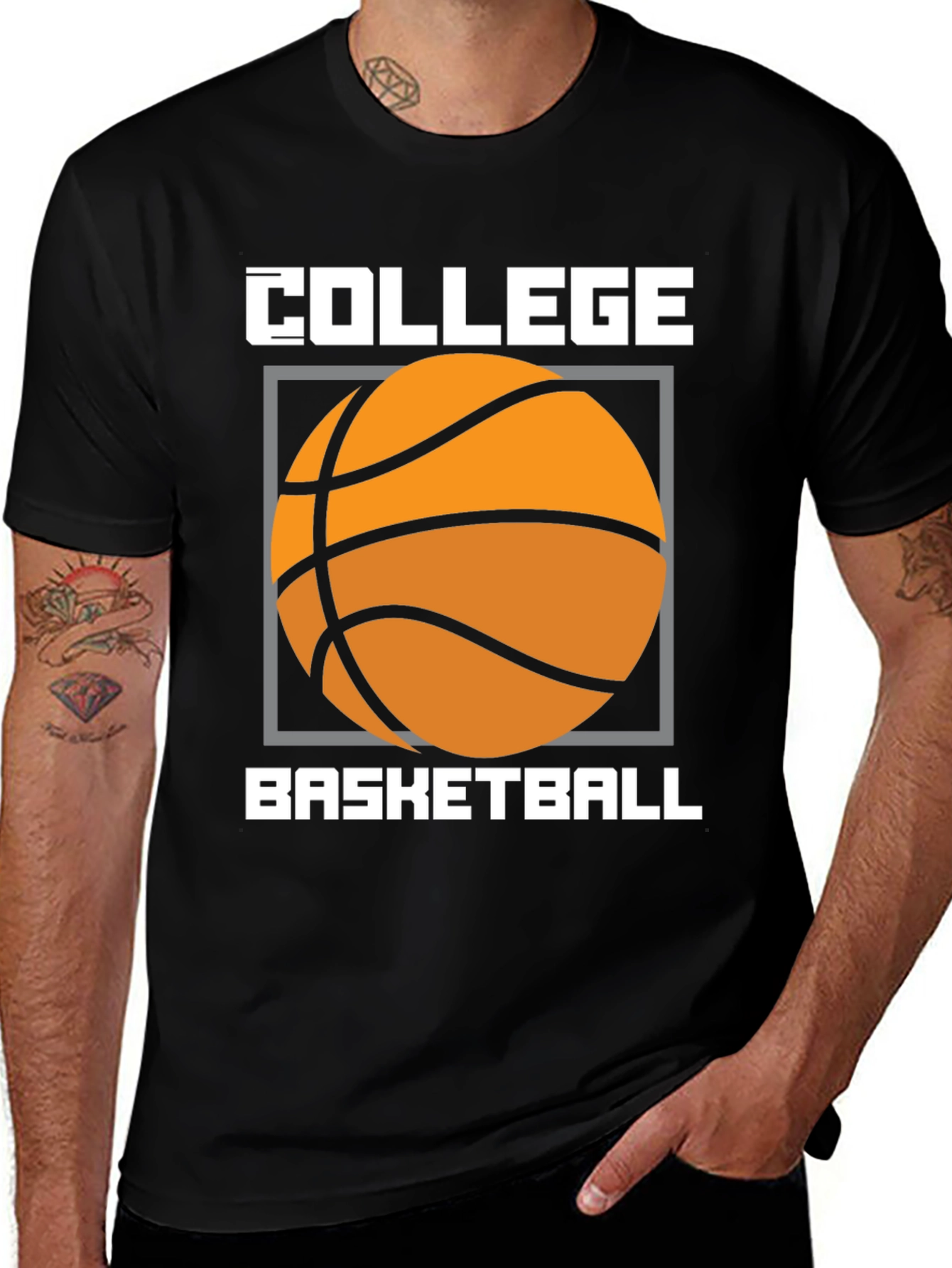 Camiseta Baloncesto Universitario Diseño Gráfico Negro