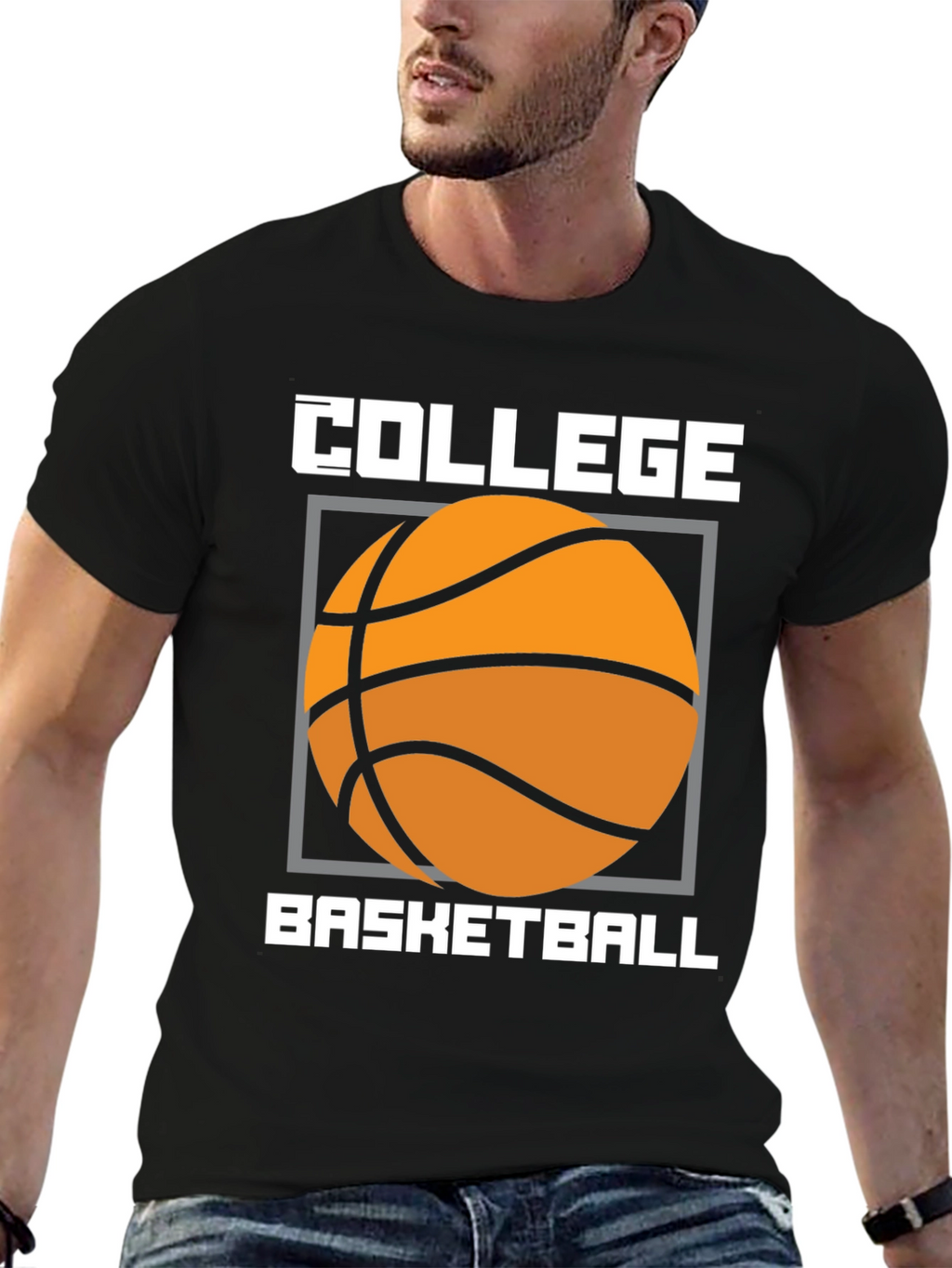 Camiseta Baloncesto Universitario Diseño Gráfico Negro