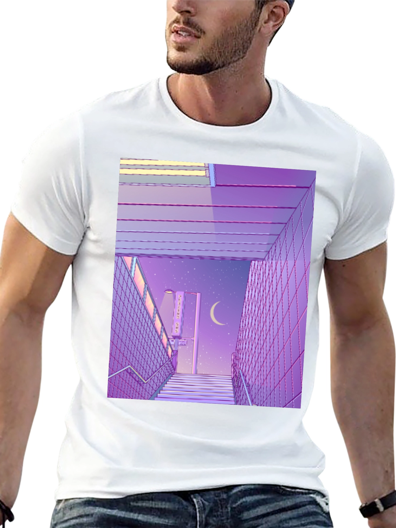 Camiseta Estampada Estilo Anime Urbano Nocturno
