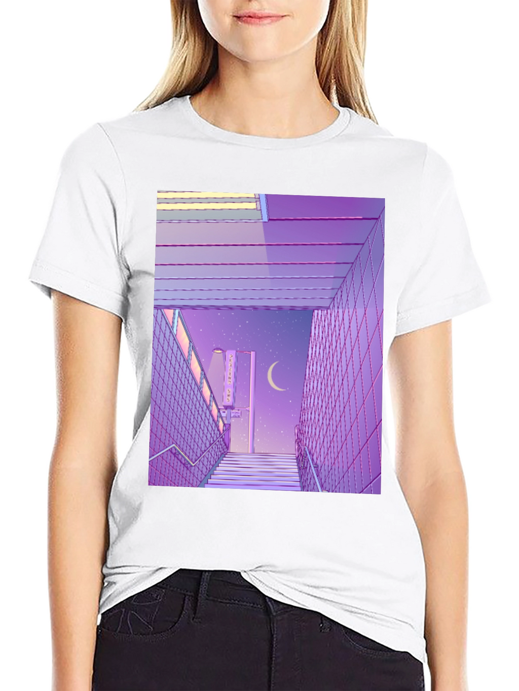 Camiseta Estampada Estilo Anime Urbano Nocturno