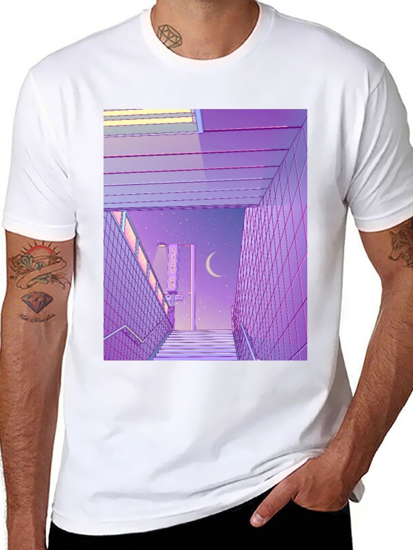 Camiseta Estampada Estilo Anime Urbano Nocturno