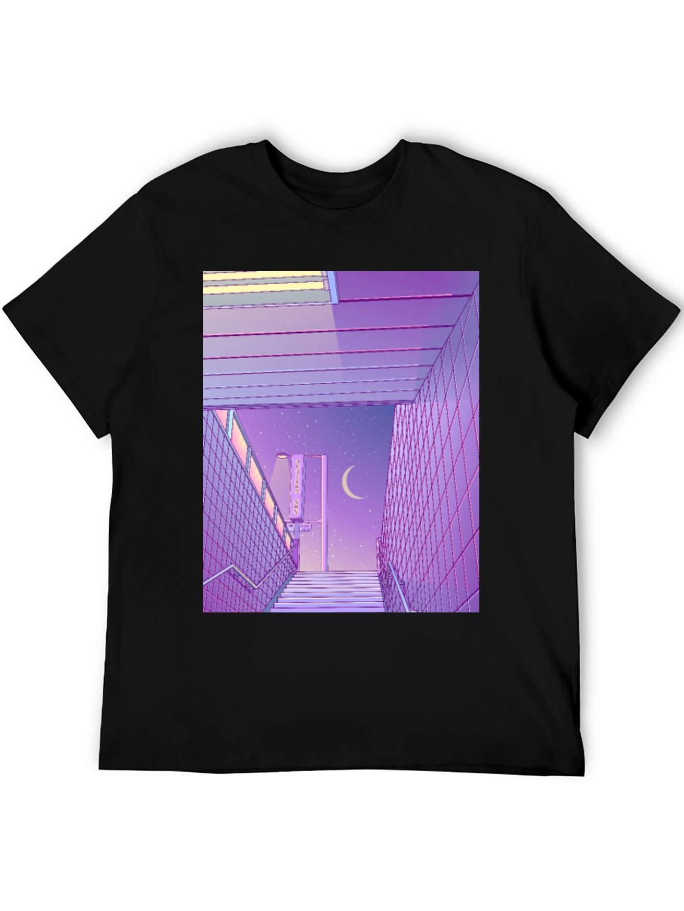 Camiseta Estampada Estilo Anime Urbano Nocturno