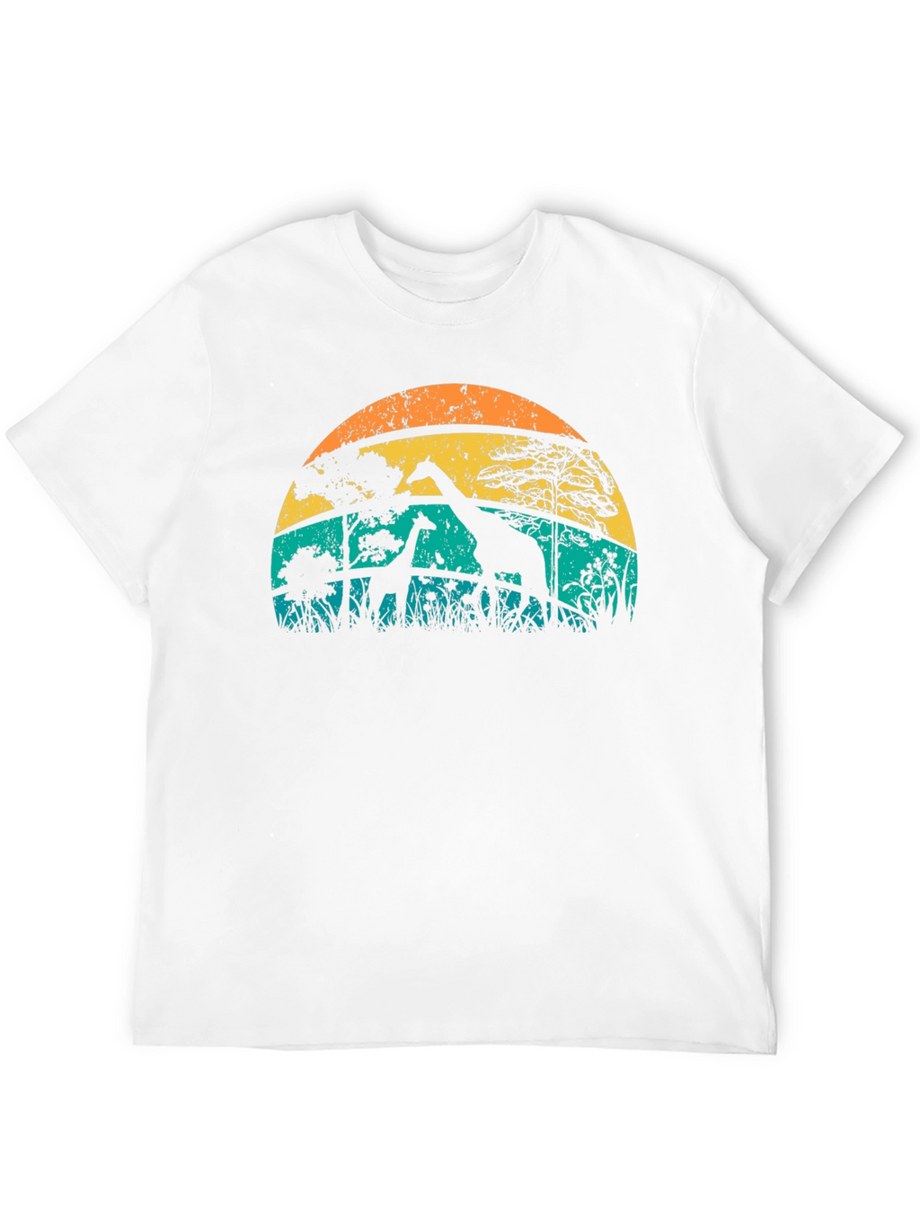 Camiseta con diseño de jirafas al atardecer