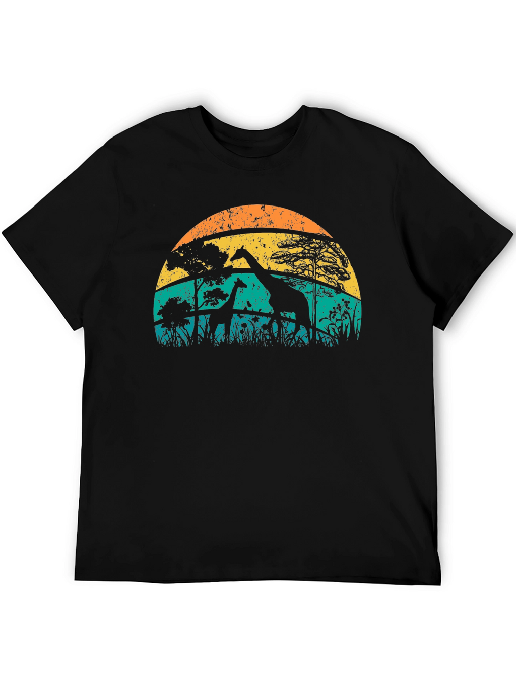 Camiseta con diseño de jirafas al atardecer