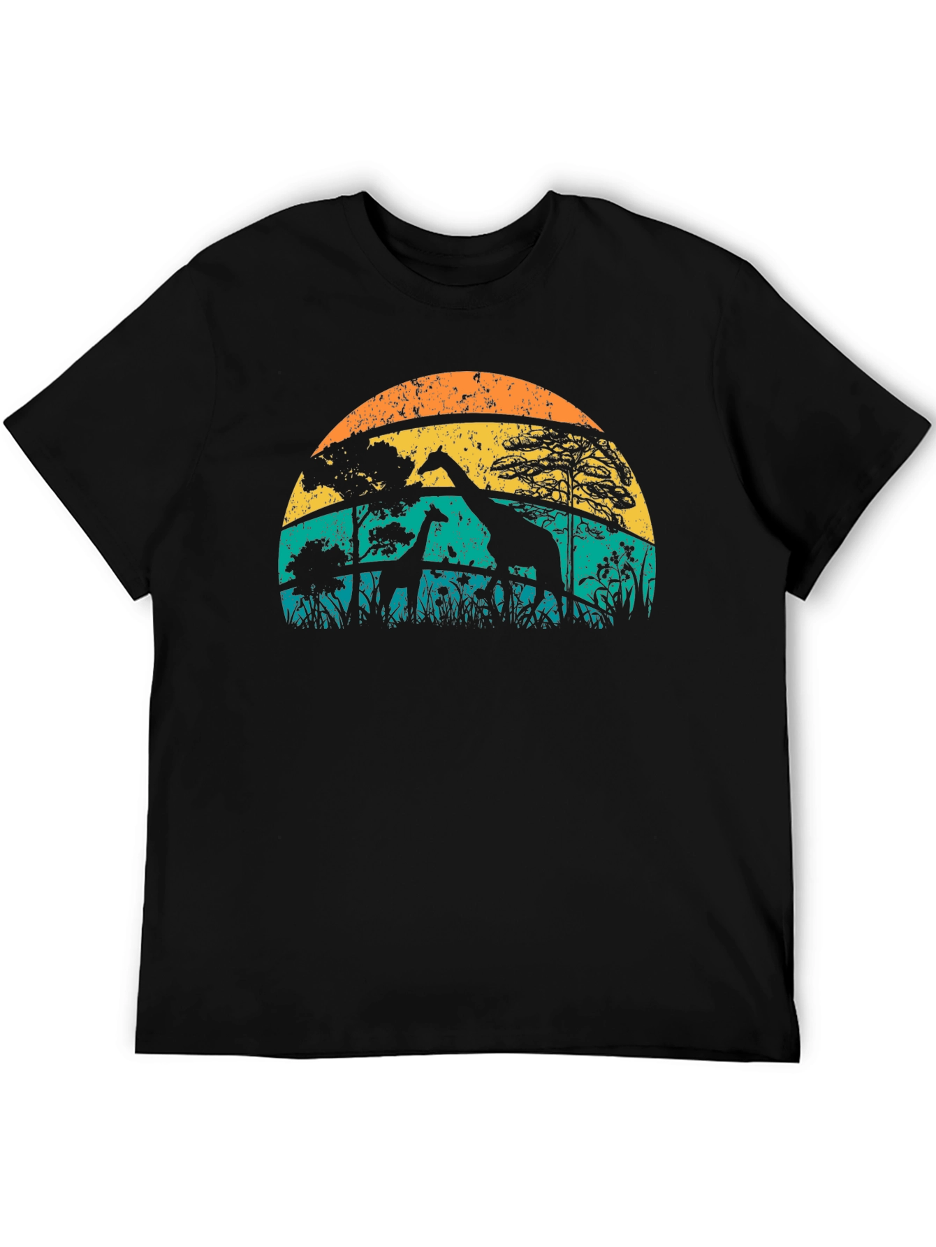 Camiseta con diseño de jirafas al atardecer