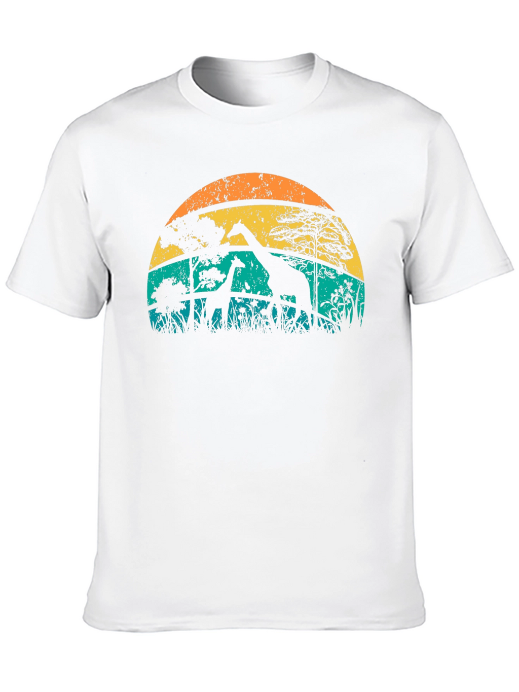 Camiseta con diseño de jirafas al atardecer