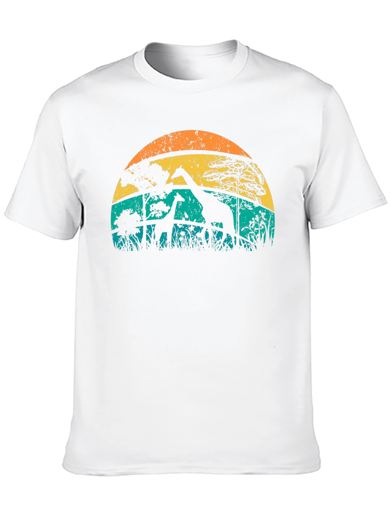 Camiseta con diseño de jirafas al atardecer