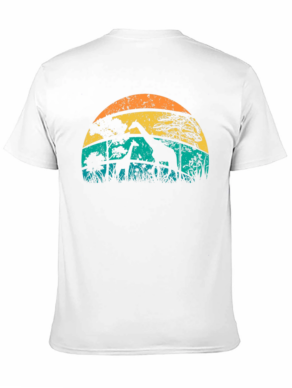Camiseta con diseño de jirafas al atardecer