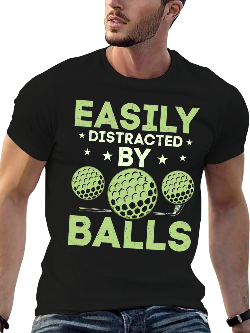 Camiseta Hombre Fácilmente Distraído por Bolas