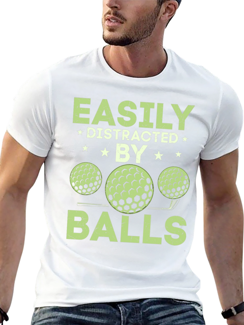 Camiseta Hombre Fácilmente Distraído por Bolas