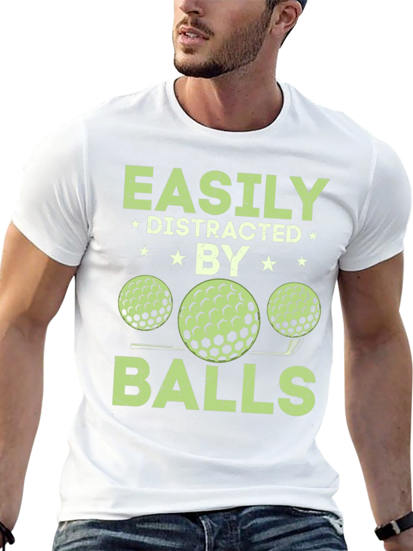 Camiseta Hombre Fácilmente Distraído por Bolas