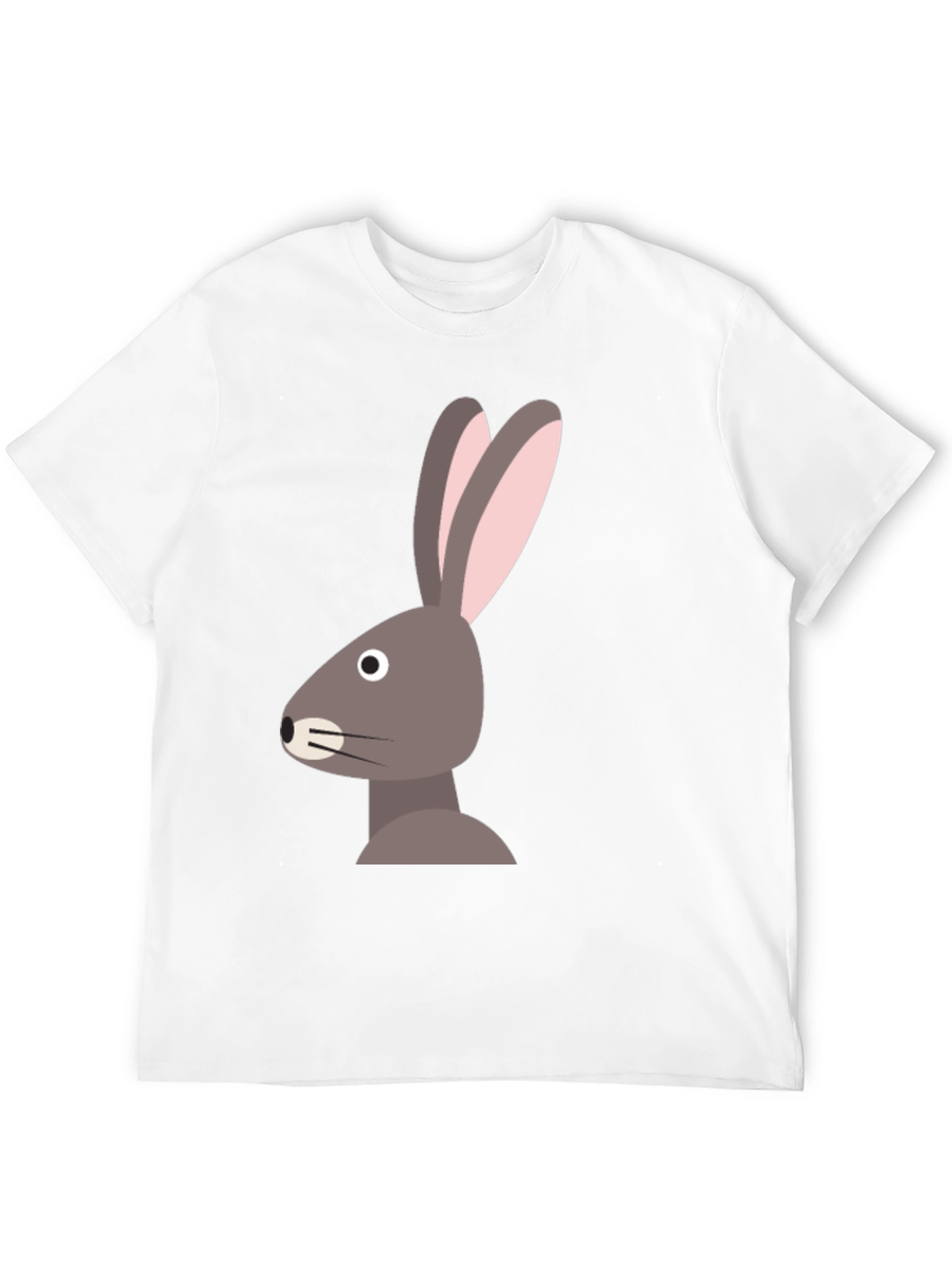 Camiseta Hombre Negra Diseño Conejo Minimalista