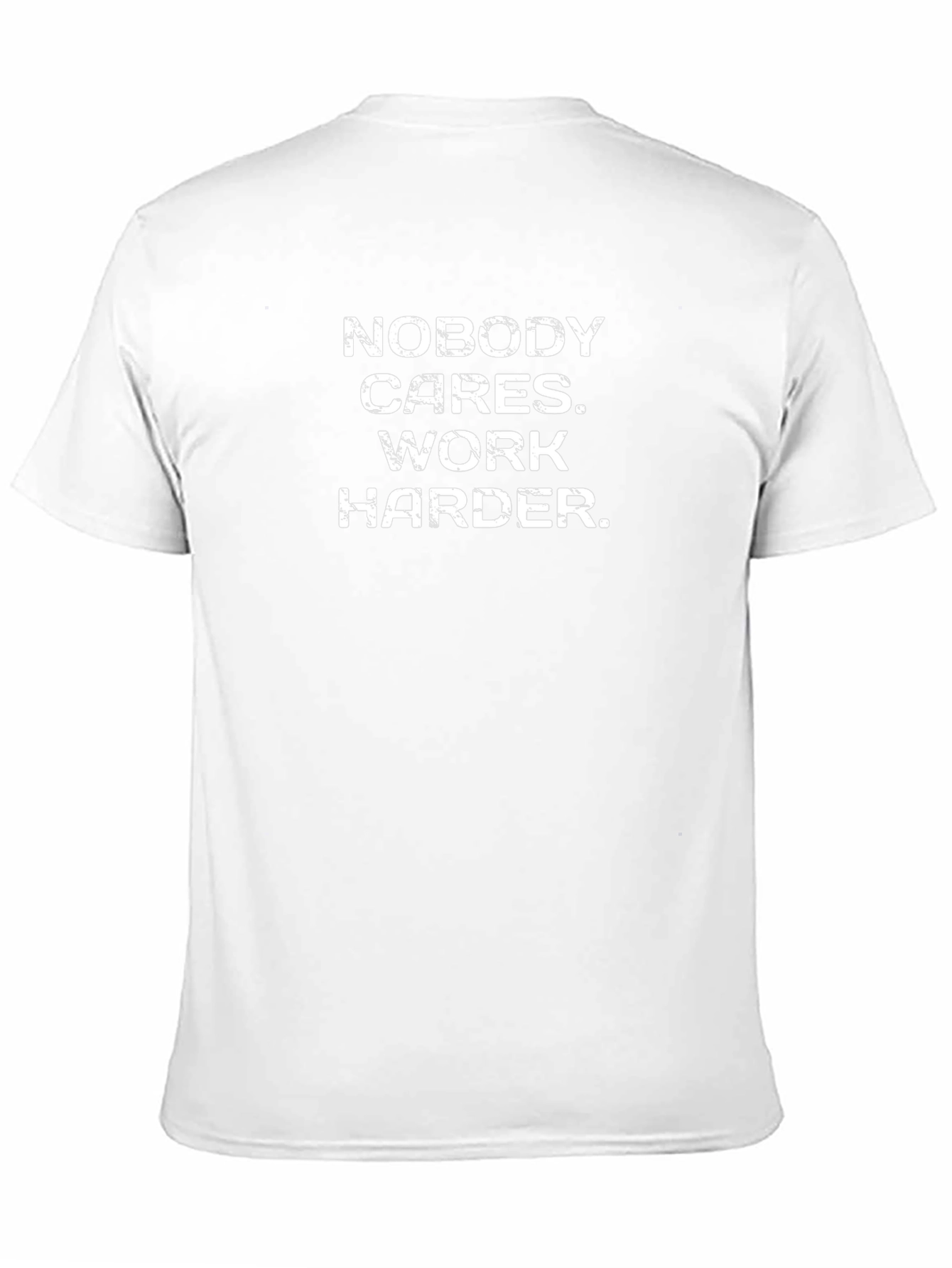 Camiseta Hombre Negra Nadie se Preocupa. Trabaja Más