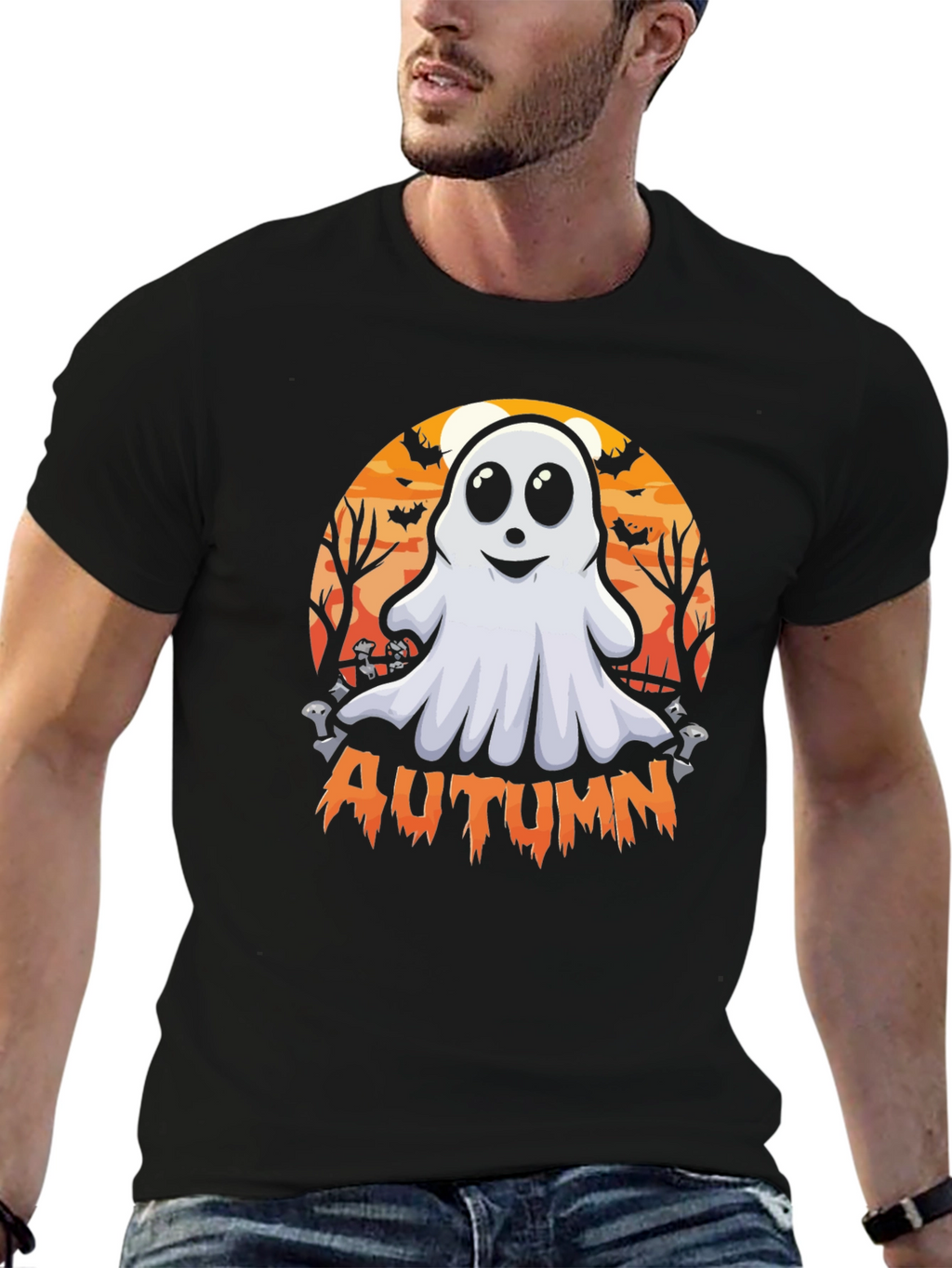 Camiseta Fantasma Otoñal - Diseño Halloween