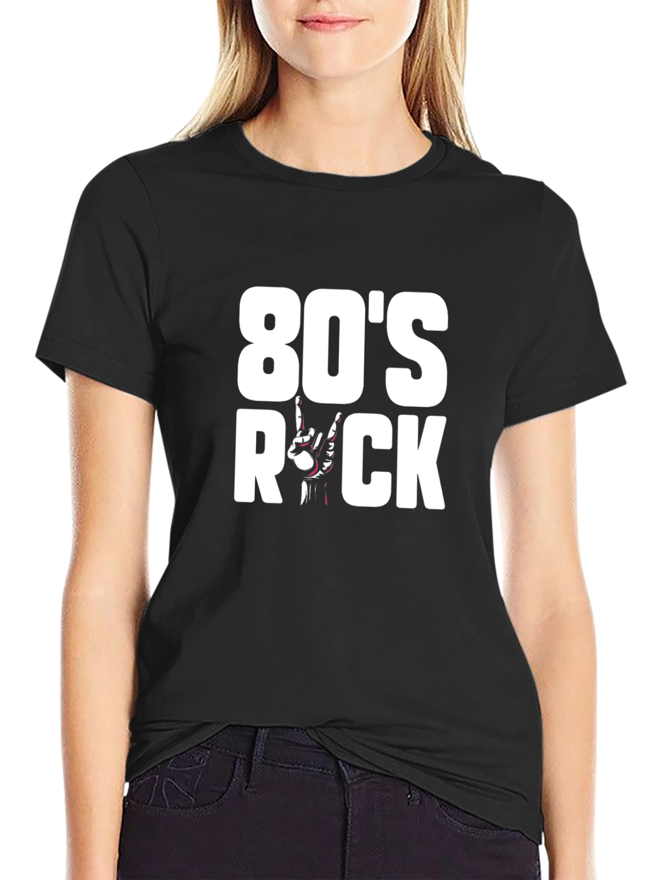 Camiseta 80s Rock Negra para Hombre