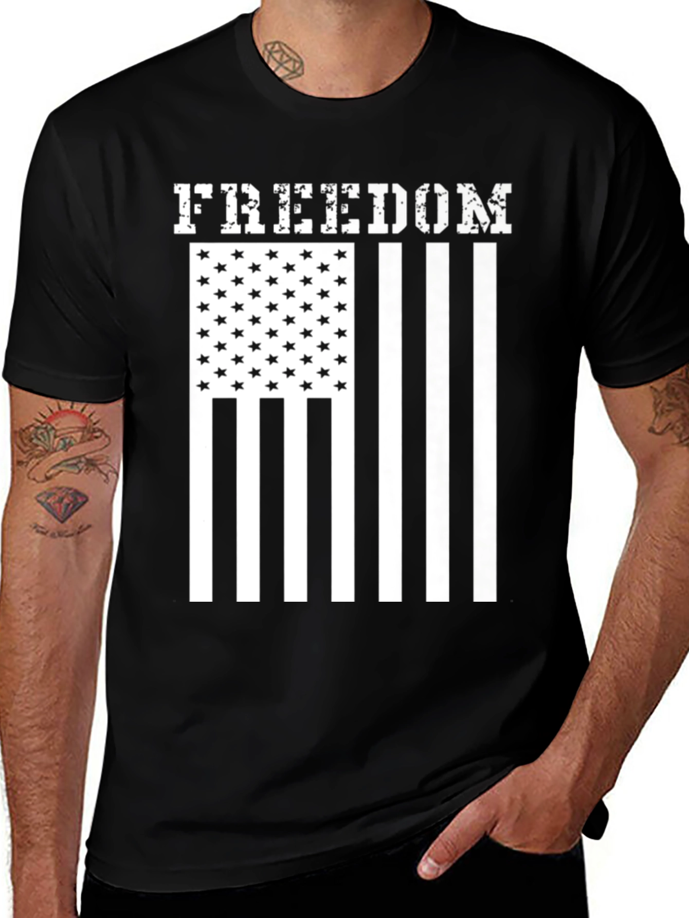 Camiseta Freedom Estampado Bandera Americana