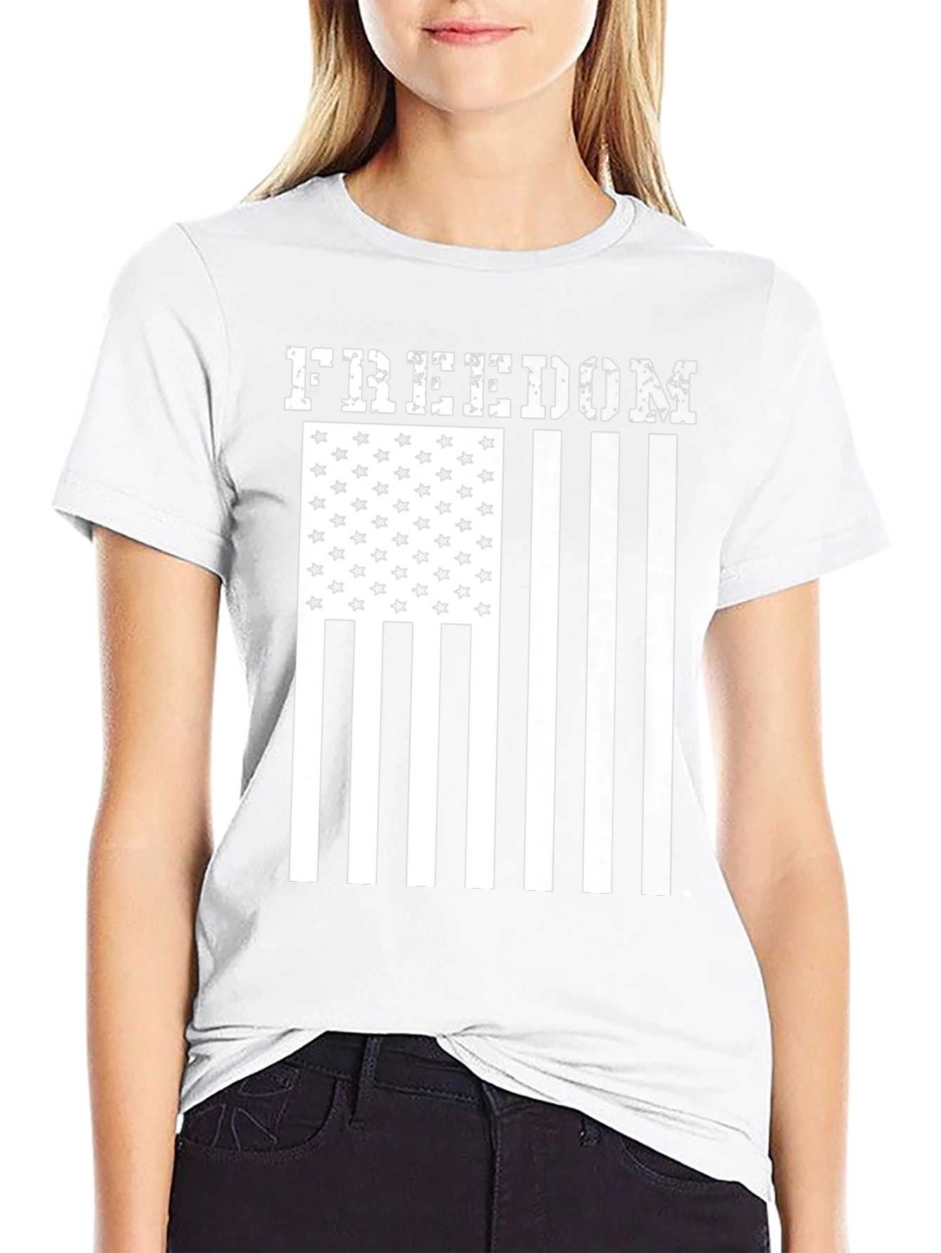 Camiseta Freedom Estampado Bandera Americana