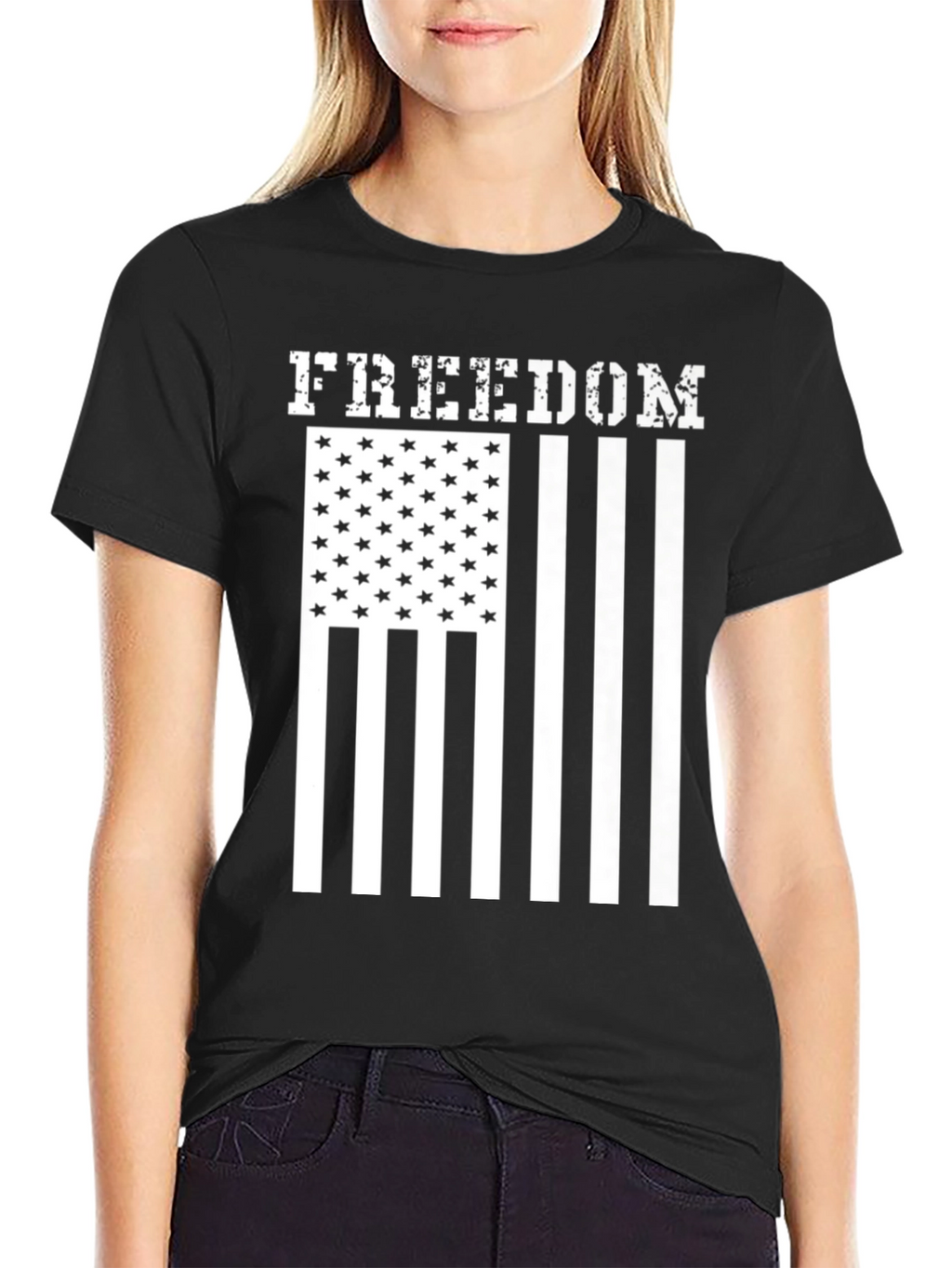 Camiseta Freedom Estampado Bandera Americana