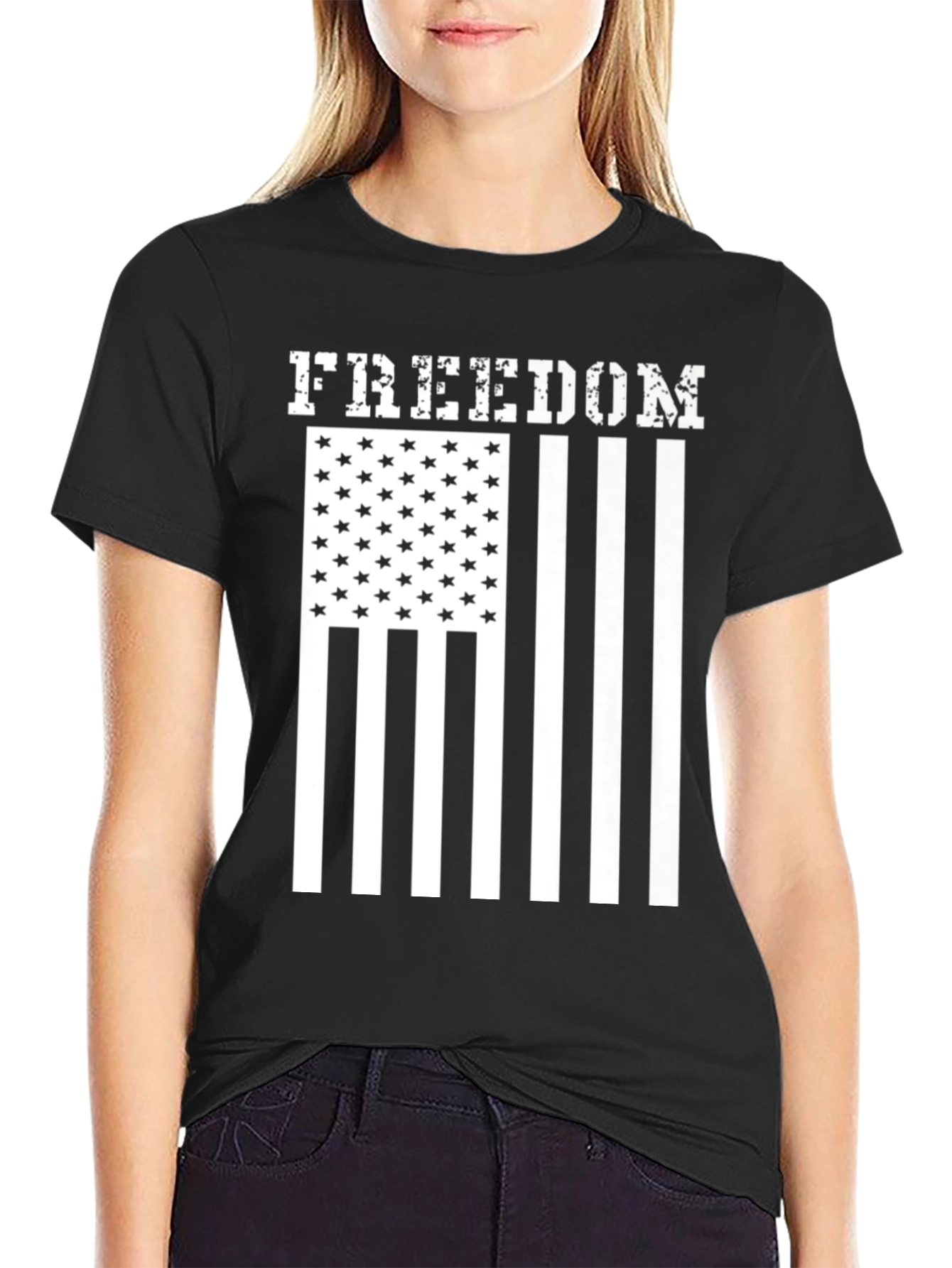 Camiseta Freedom Estampado Bandera Americana