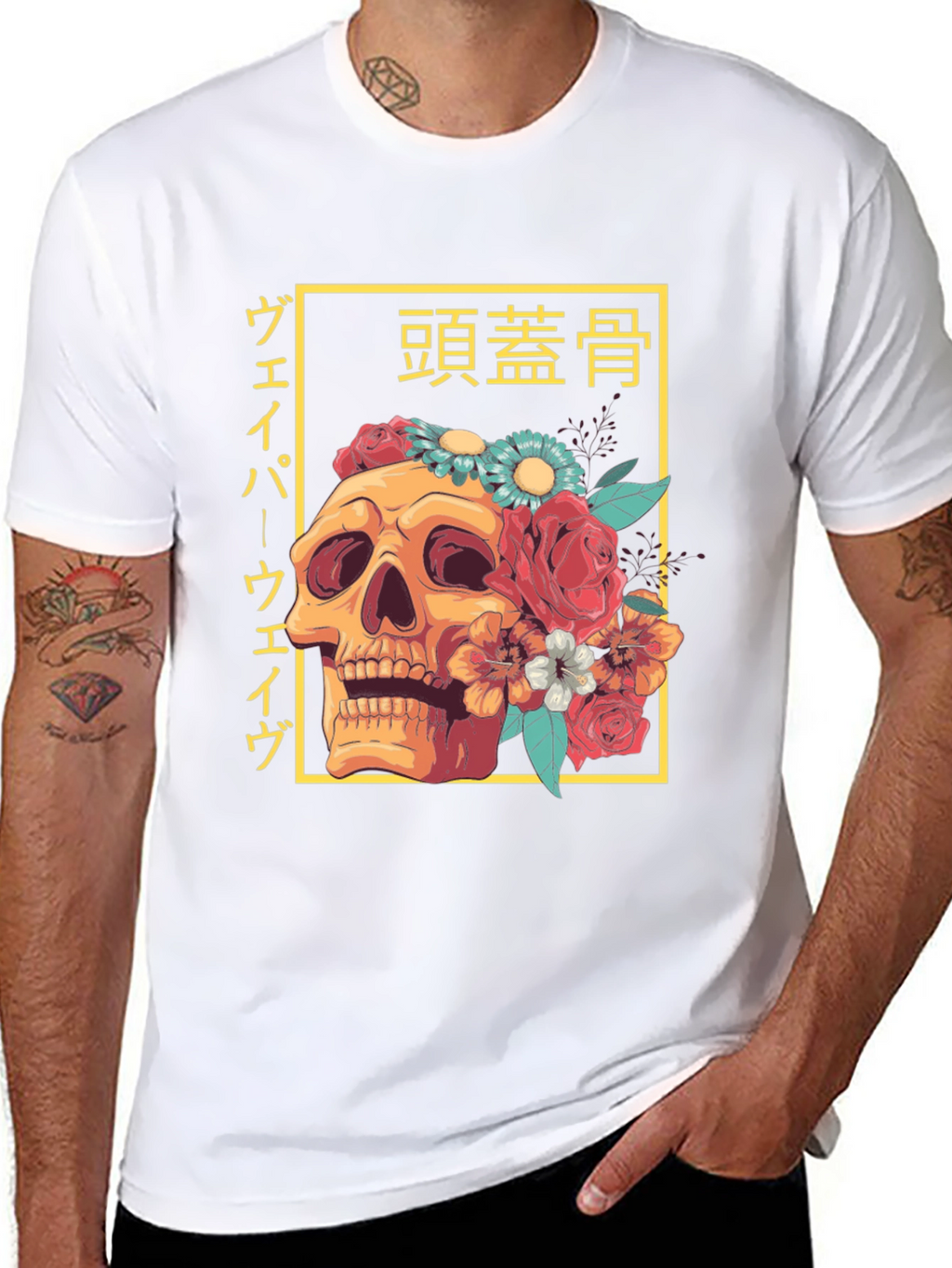 Camiseta Calavera Floral Japonesa