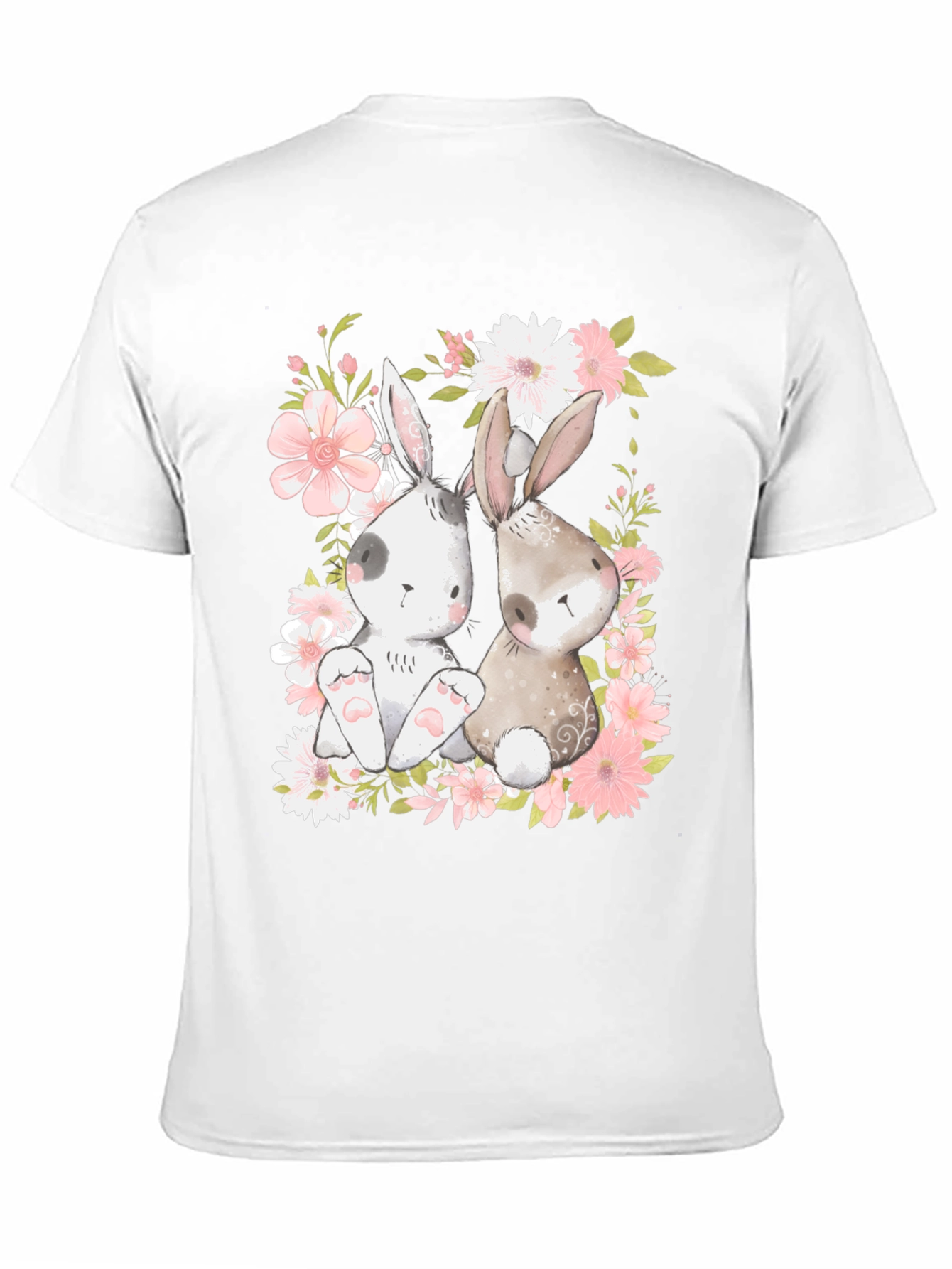Camiseta con Diseño de Conejos y Flores